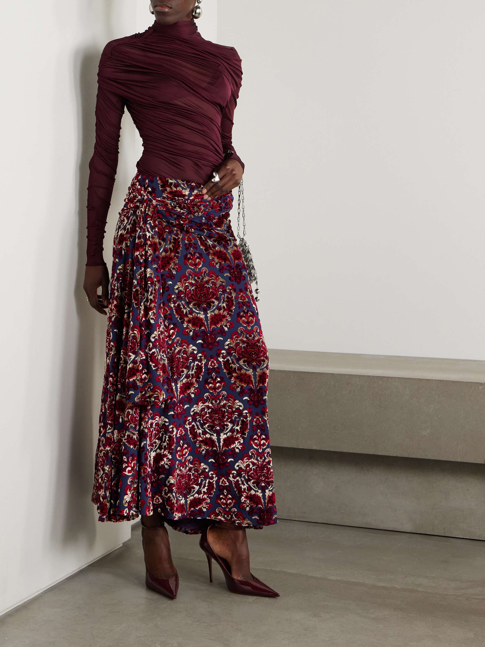 Devoré-velvet maxi skirt view