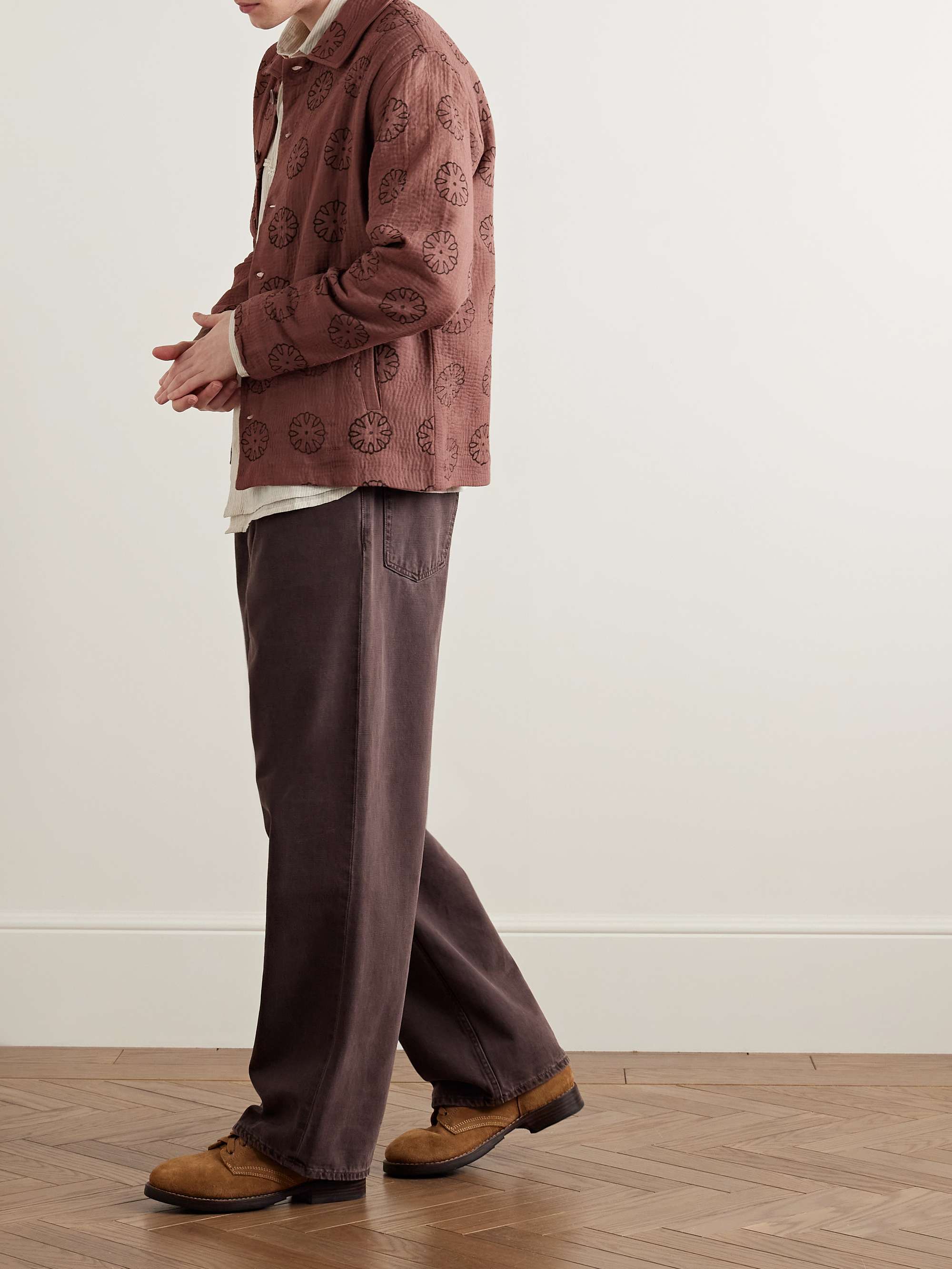 Printed Cotton-Voile Kantha Jacket view
