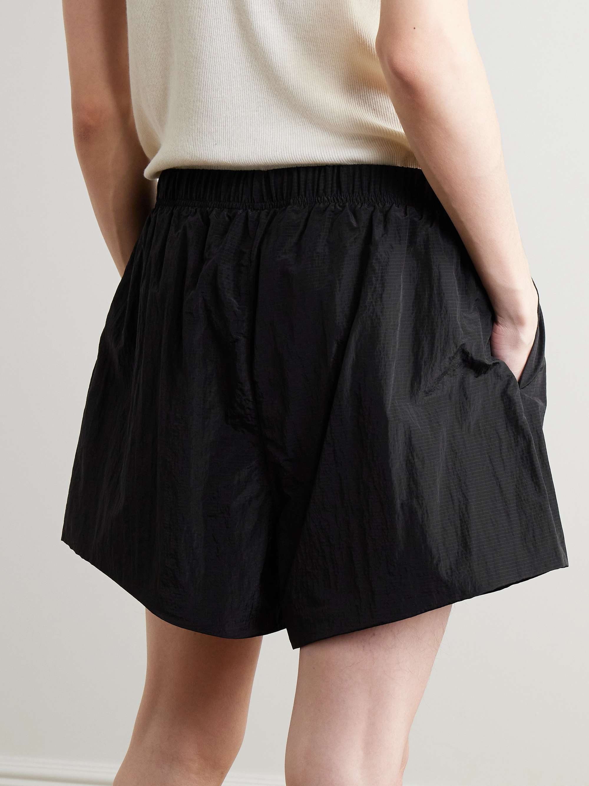 Wide-Leg Logo-Appliquéd Crinkled Nylon-Ripstop Drawstring Shorts view