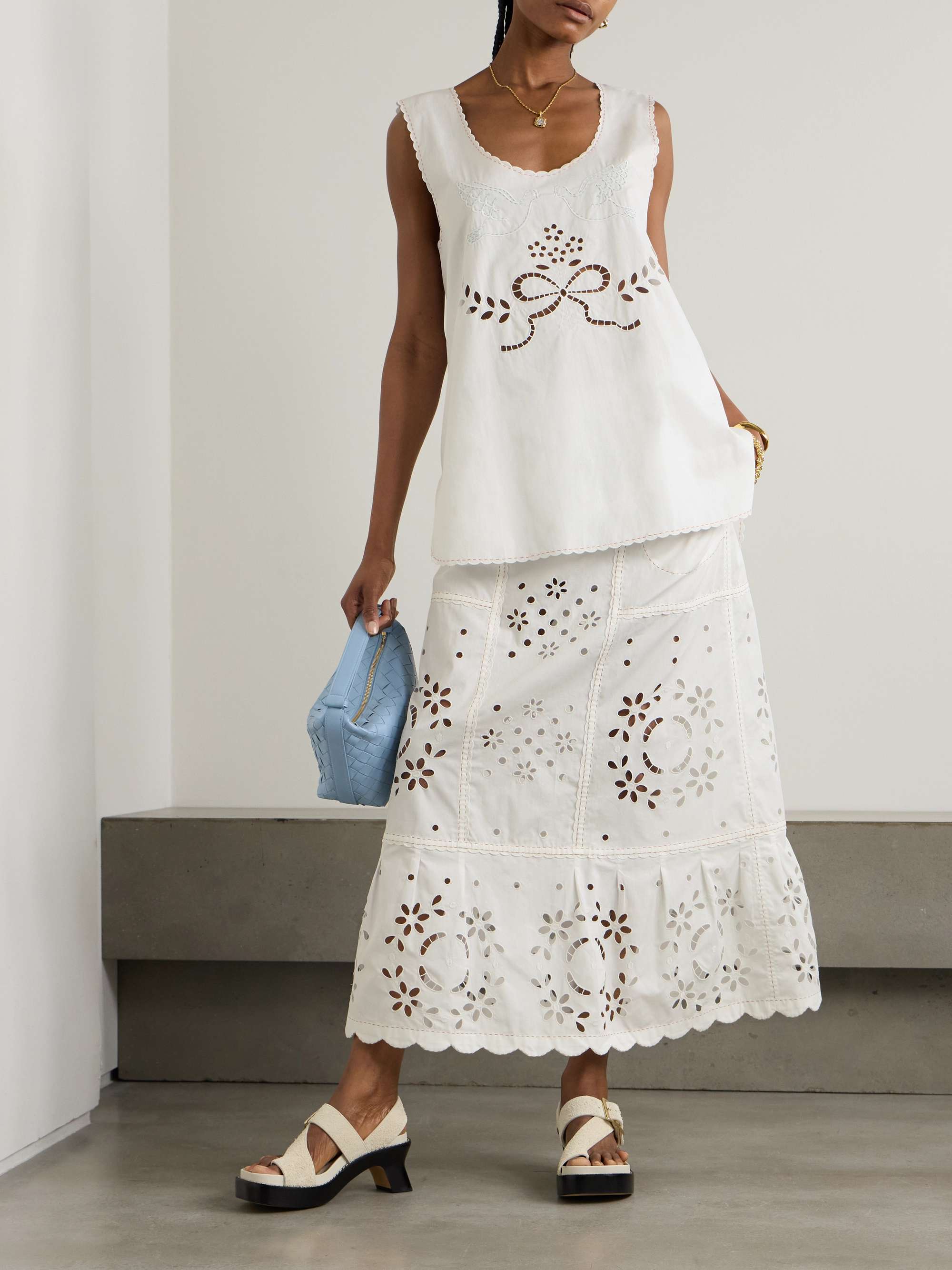 Skye embroidered broderie anglaise cotton tank view