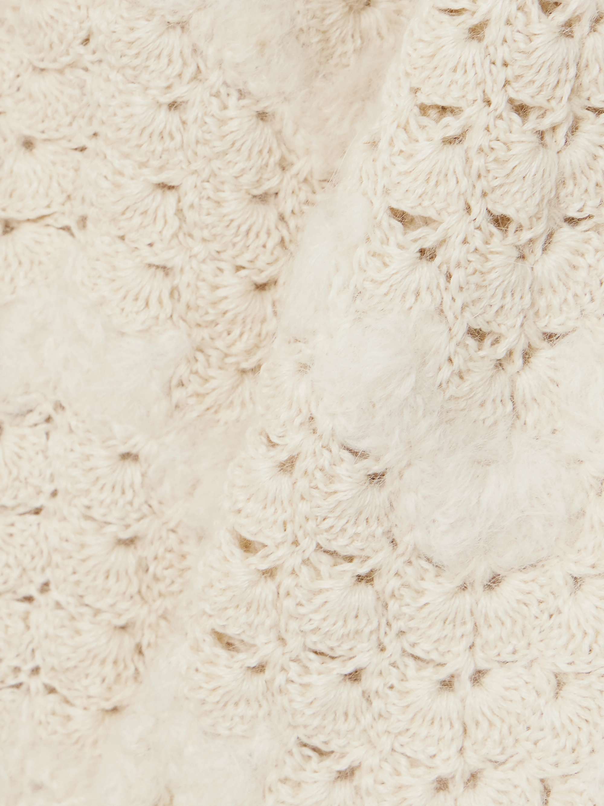 Brisa scalloped crocheted alpaca top view