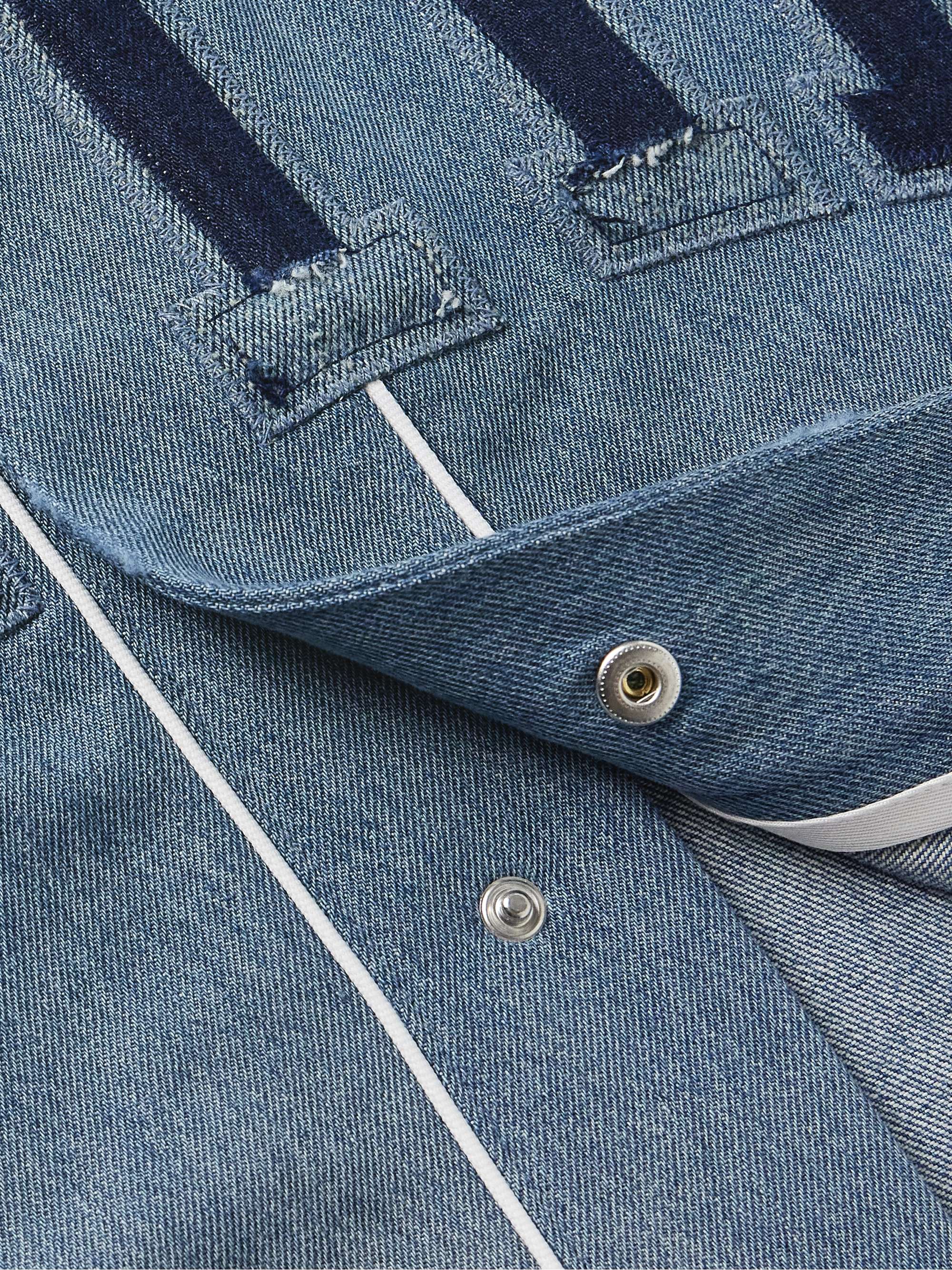 Logo-Appliquéd Distressed Denim Shirt view