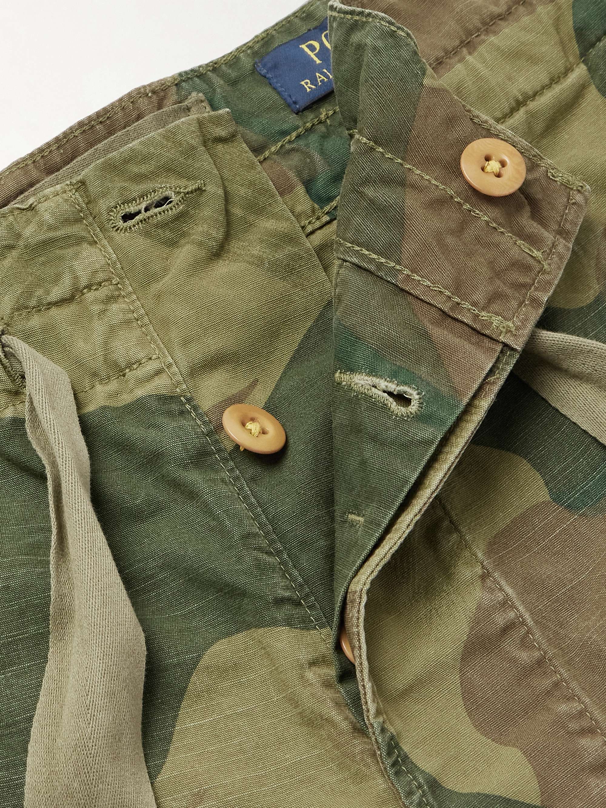 Straight-Leg Camouflage-Print Cotton Drawstring Shorts view