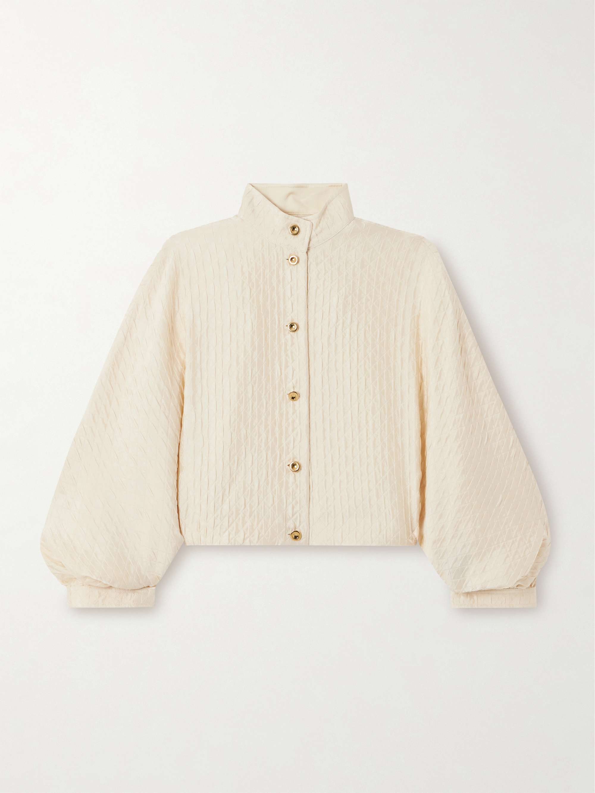 Cropped quilted silk-cloqué jacket view