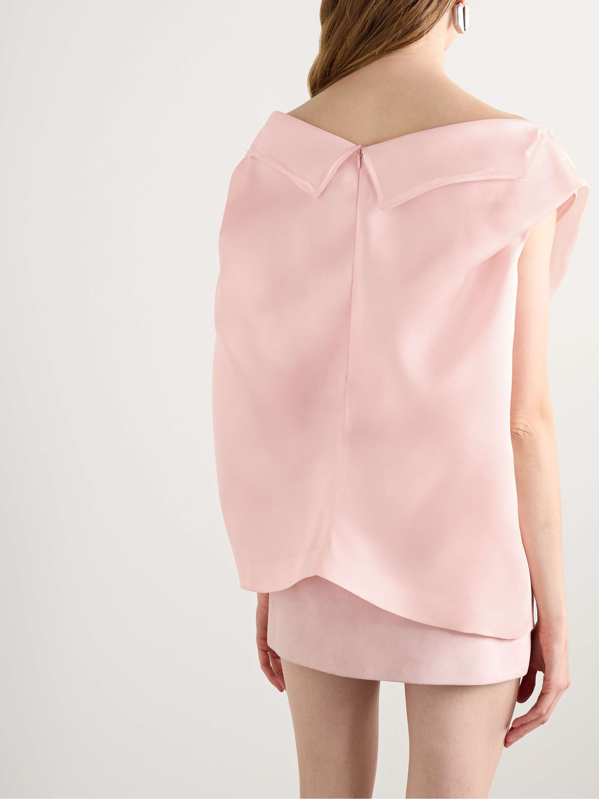 Selly off-the-shoulder silk-gazar top view
