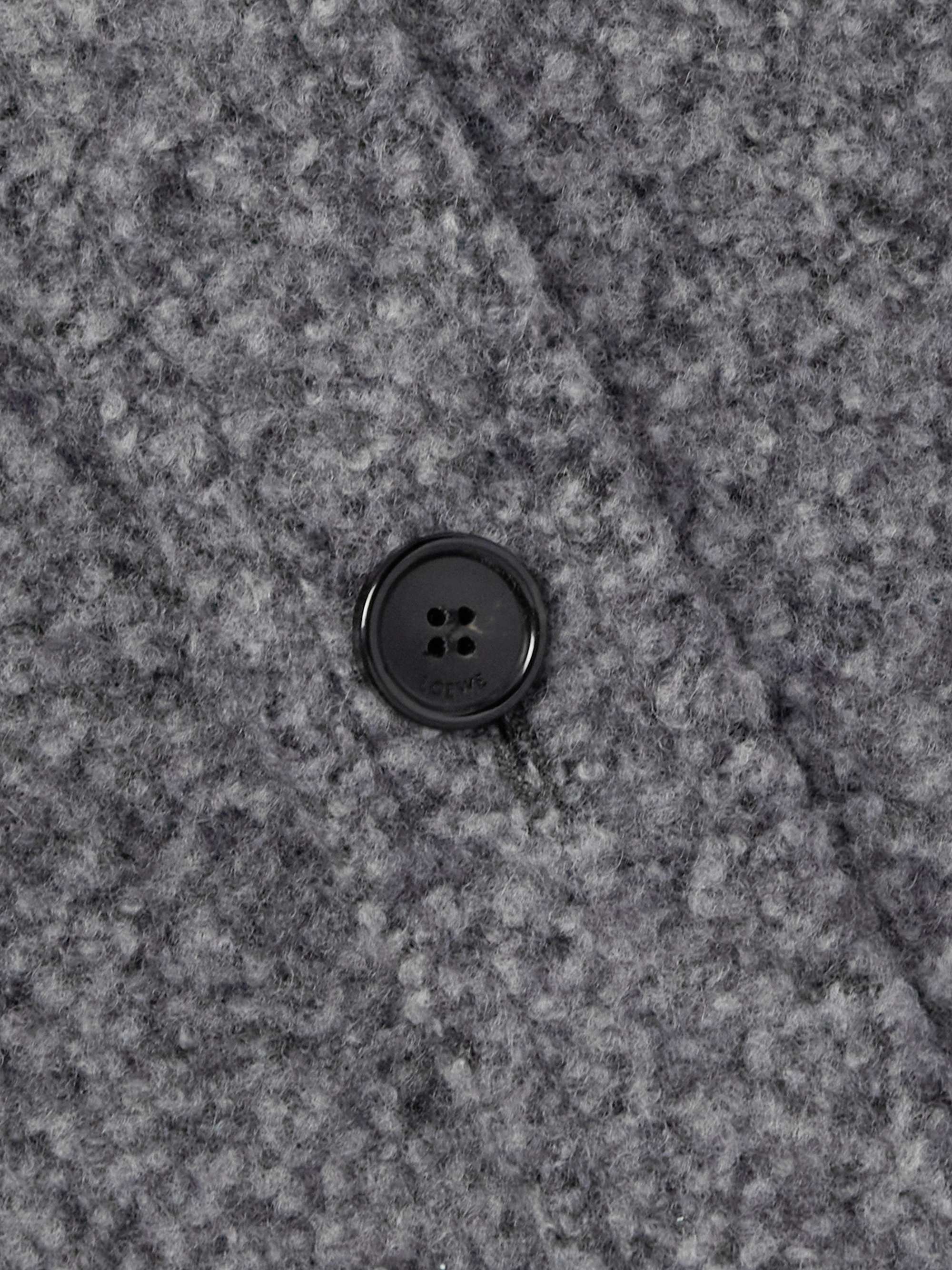 Leather-Trimmed Double-Faced Wool-Blend Bouclé Overshirt view