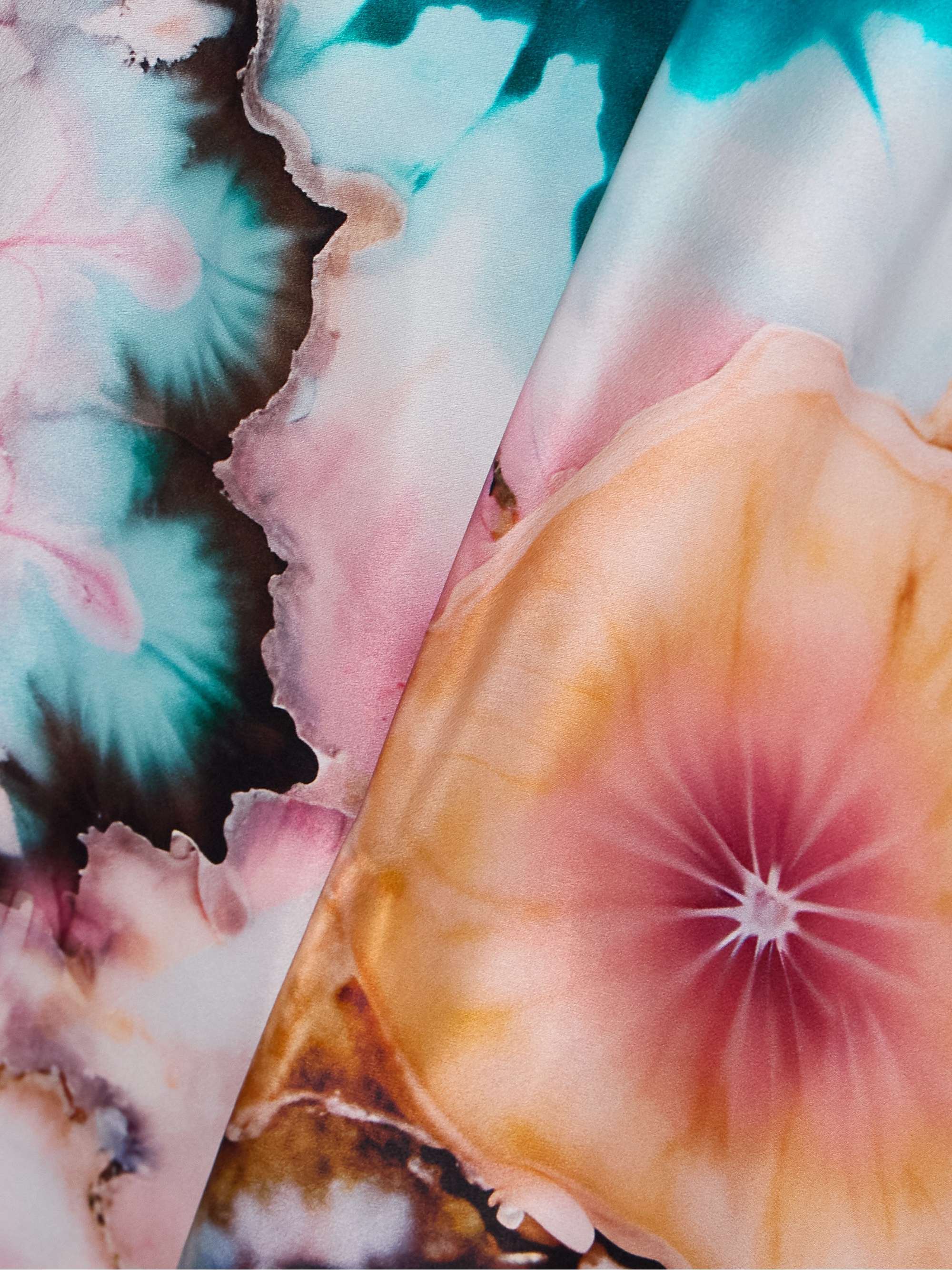Tie-dyed silk-satin midi skirt view