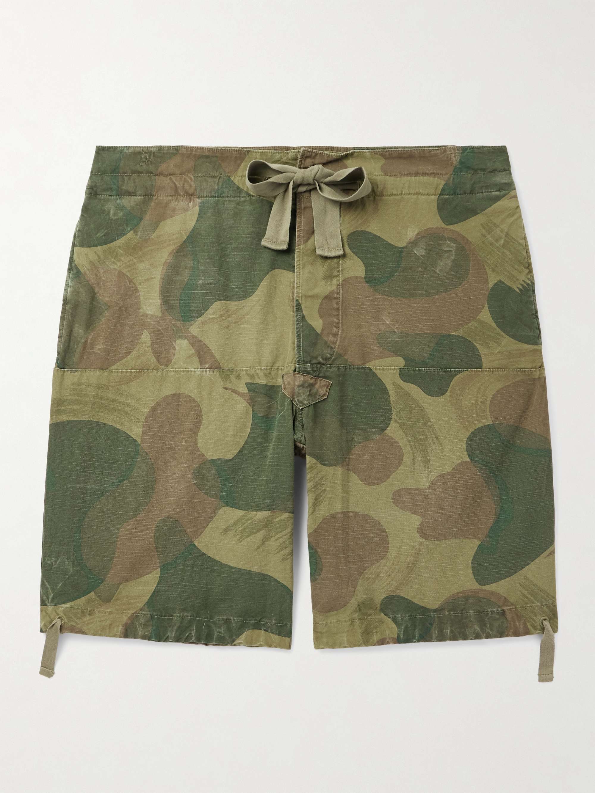 Straight-Leg Camouflage-Print Cotton Drawstring Shorts view