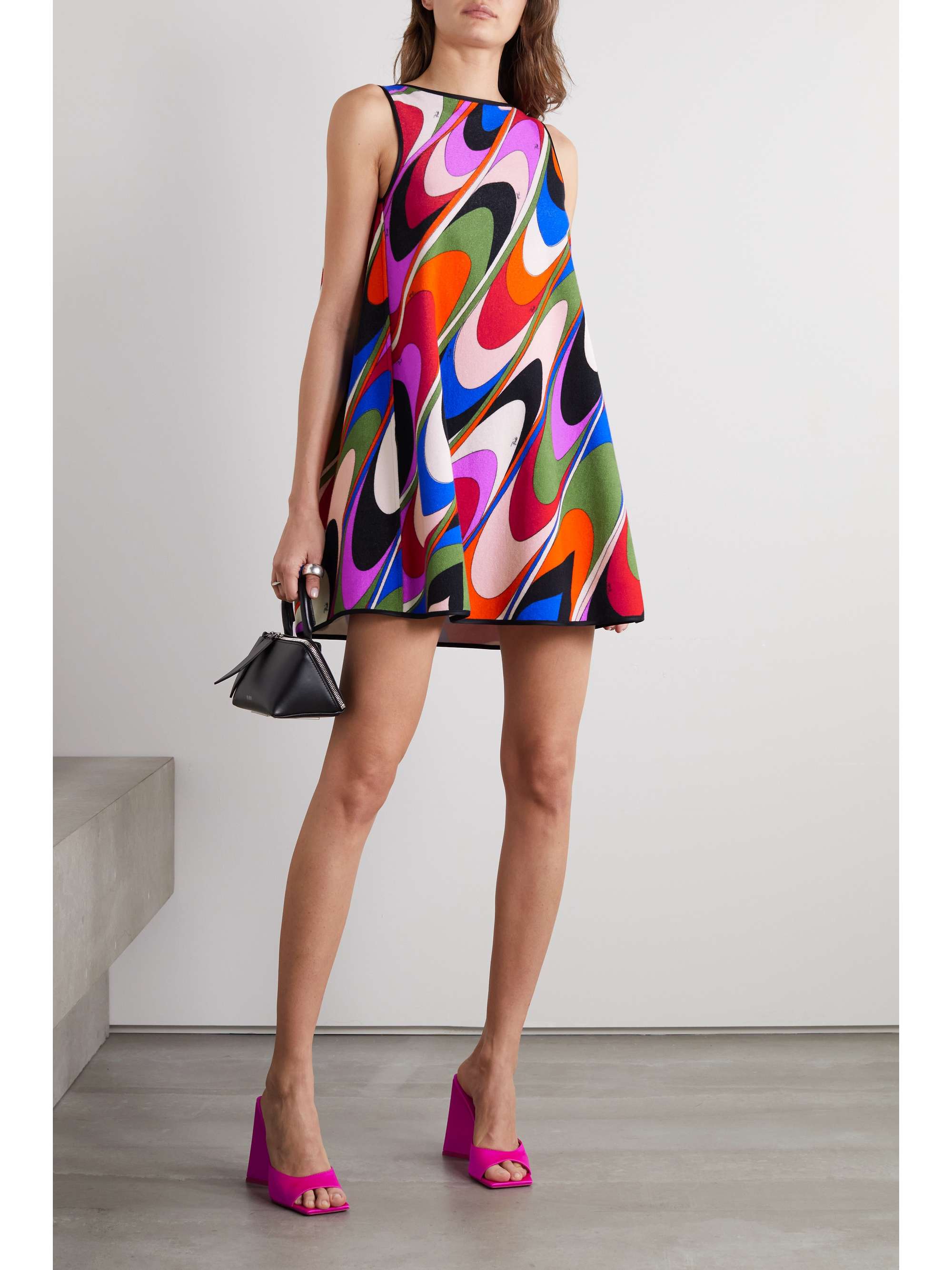 Onde printed cotton-blend terry mini dress view
