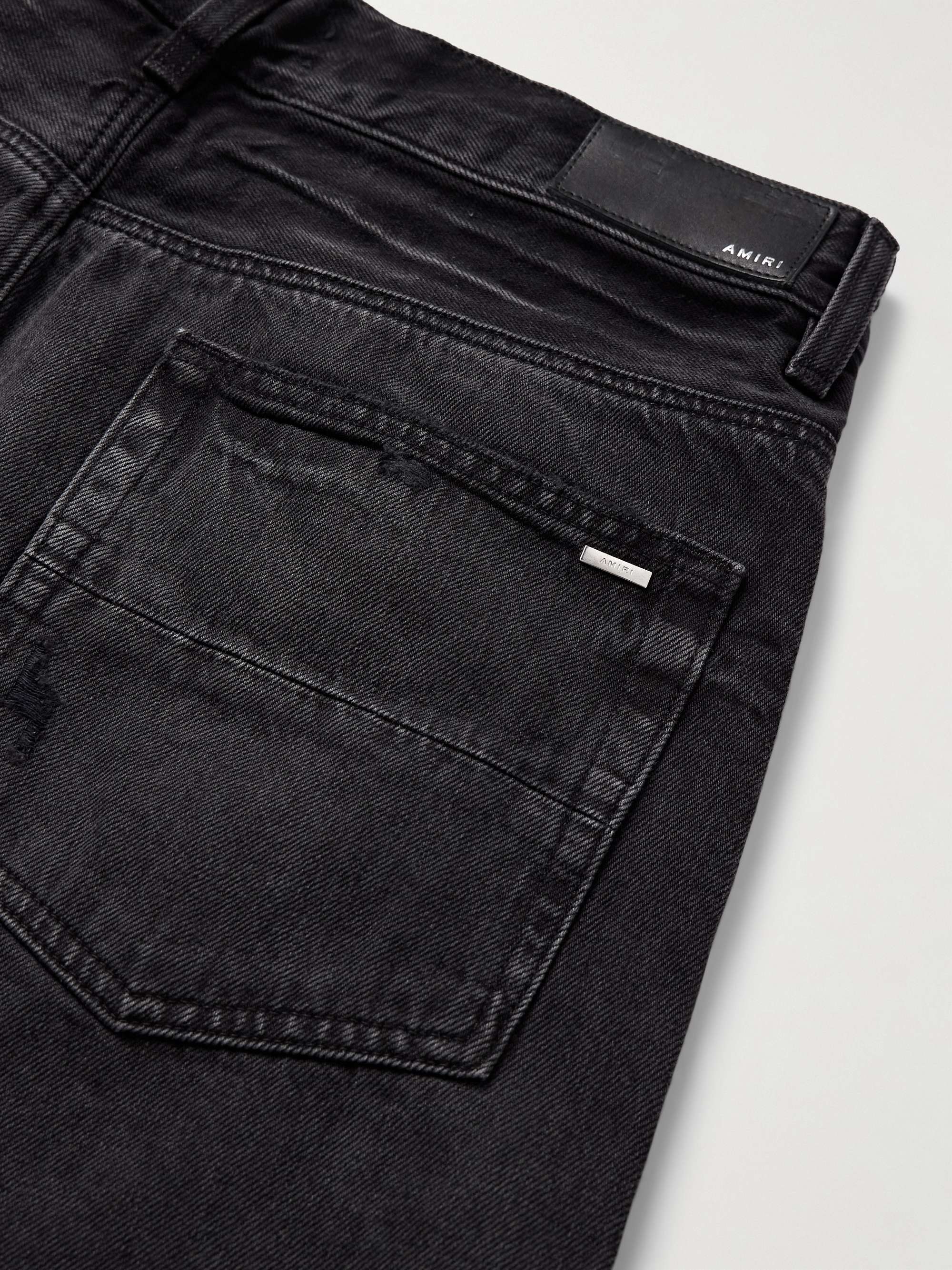MX1 Straight-Leg Leather-Panelled Distressed Jeans view