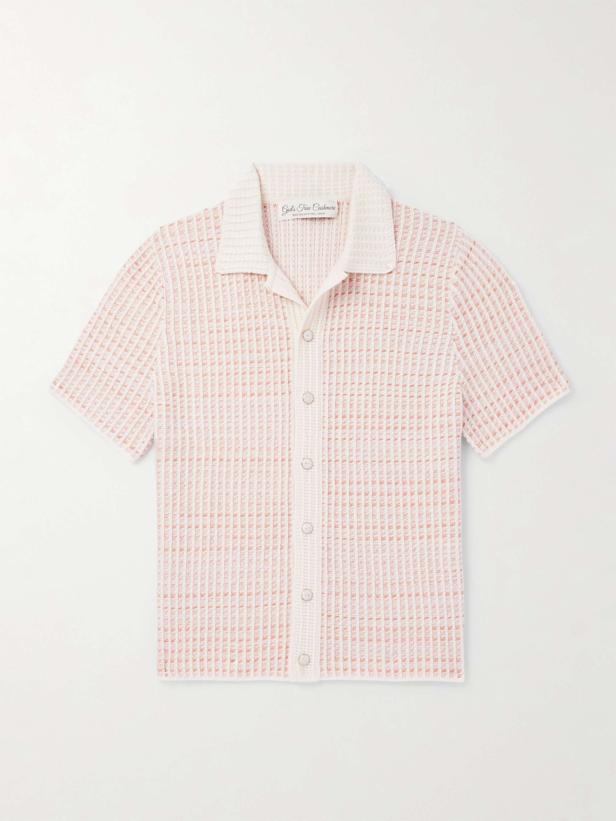 Noble Camp-Collar Waffle-Knit Cashmere-Blend Shirt view