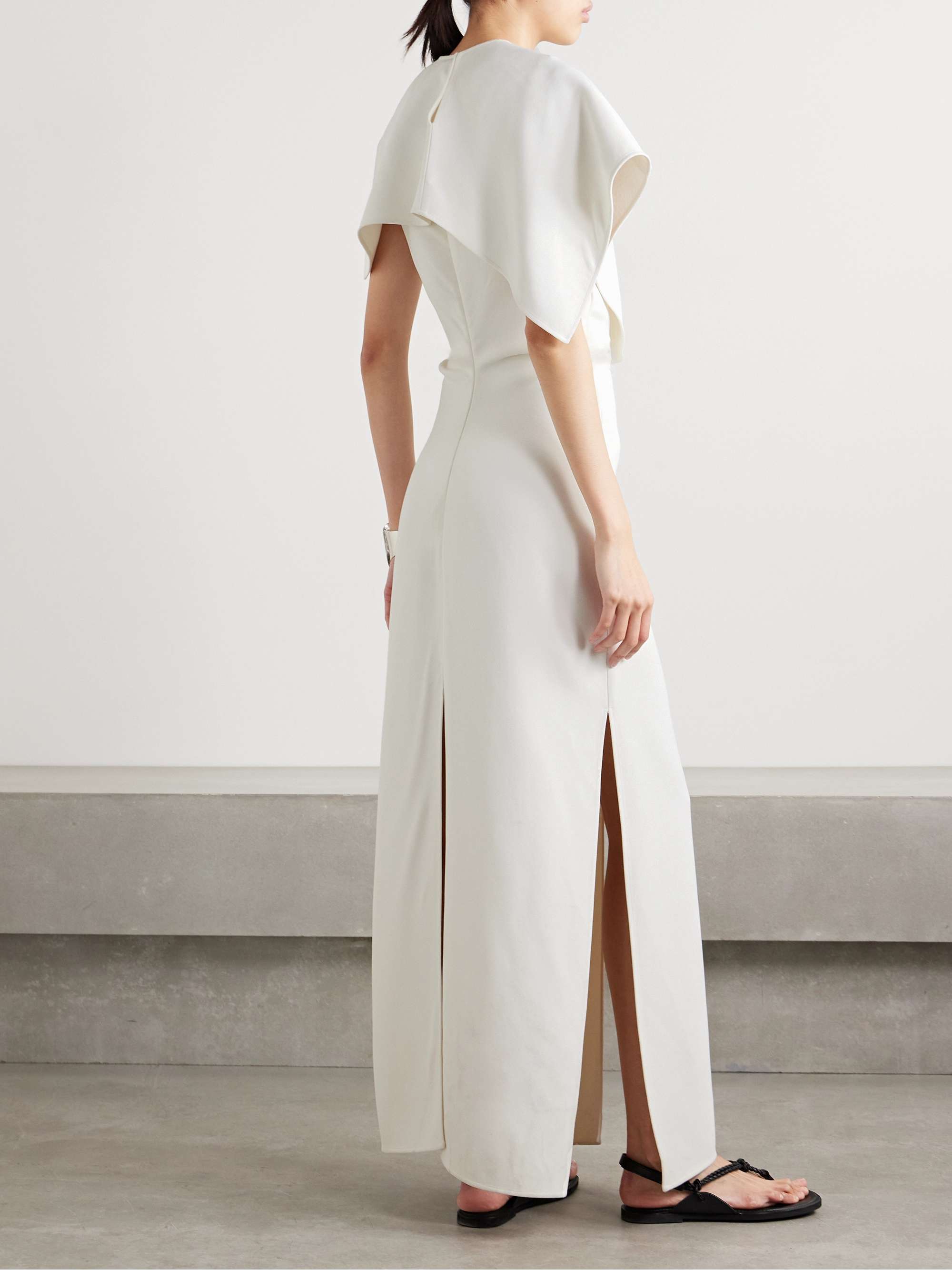 Selene asymmetric draped stretch-crepe maxi dress view
