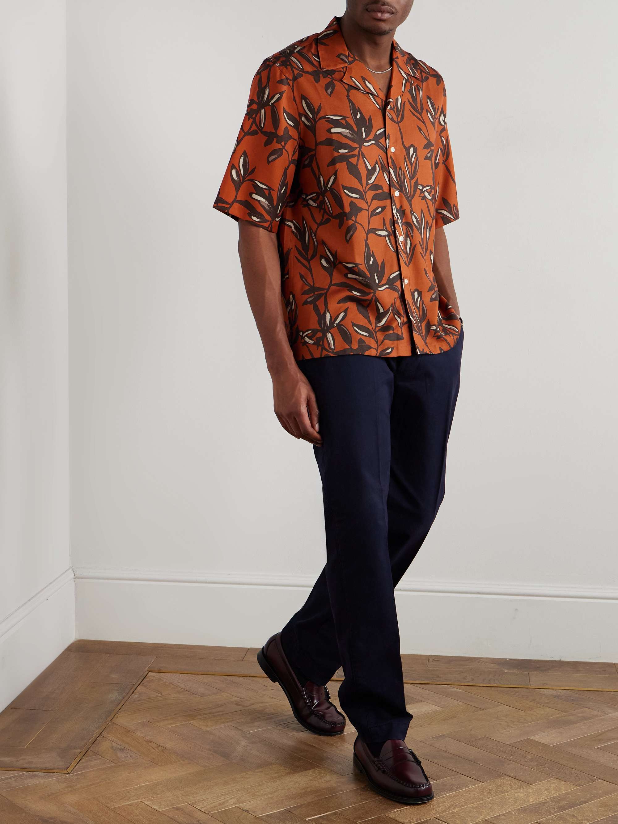Eren Camp-Collar Printed Lyocell Shirt view