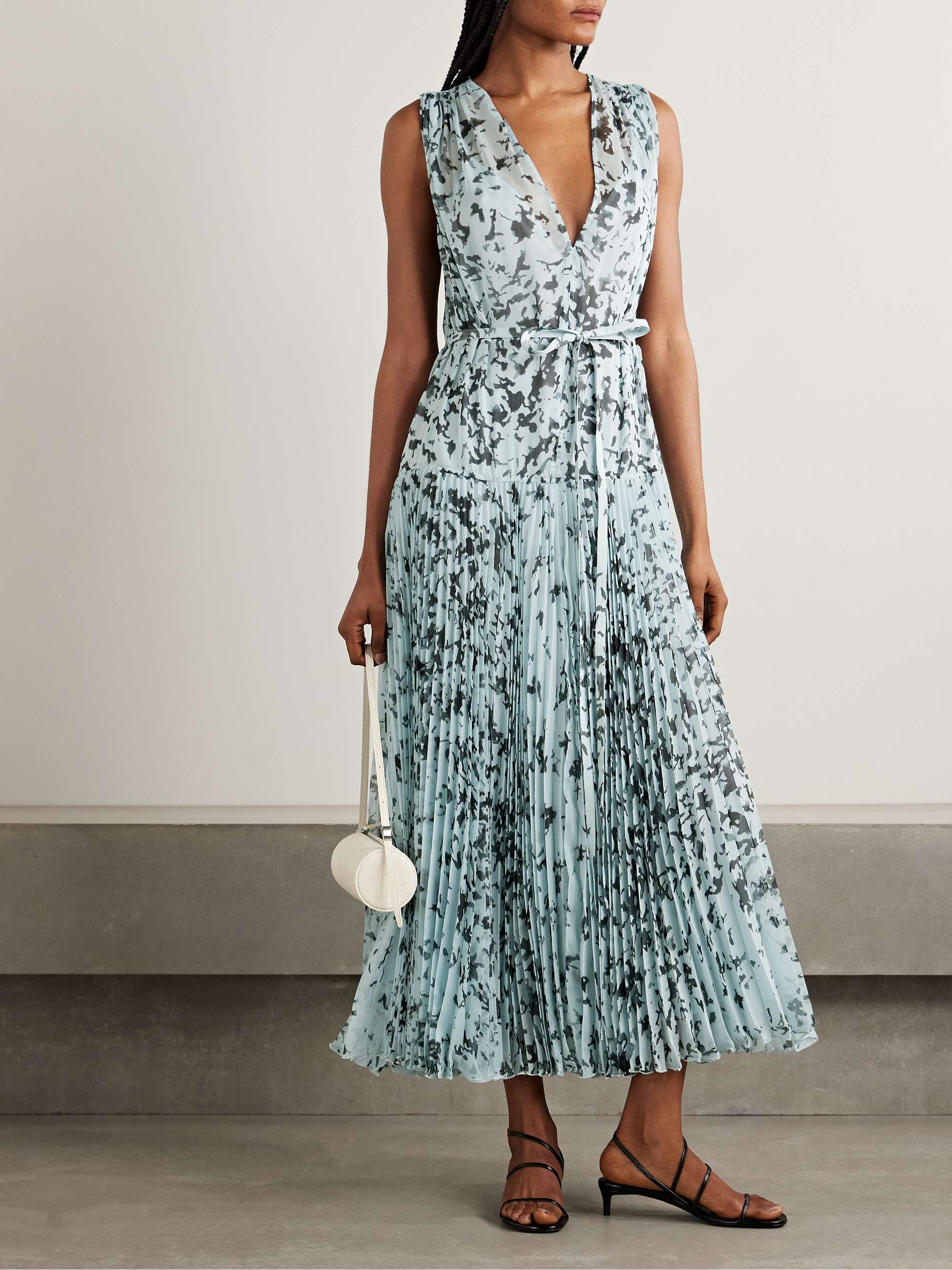 Pat pleated printed crepon maxi dress view