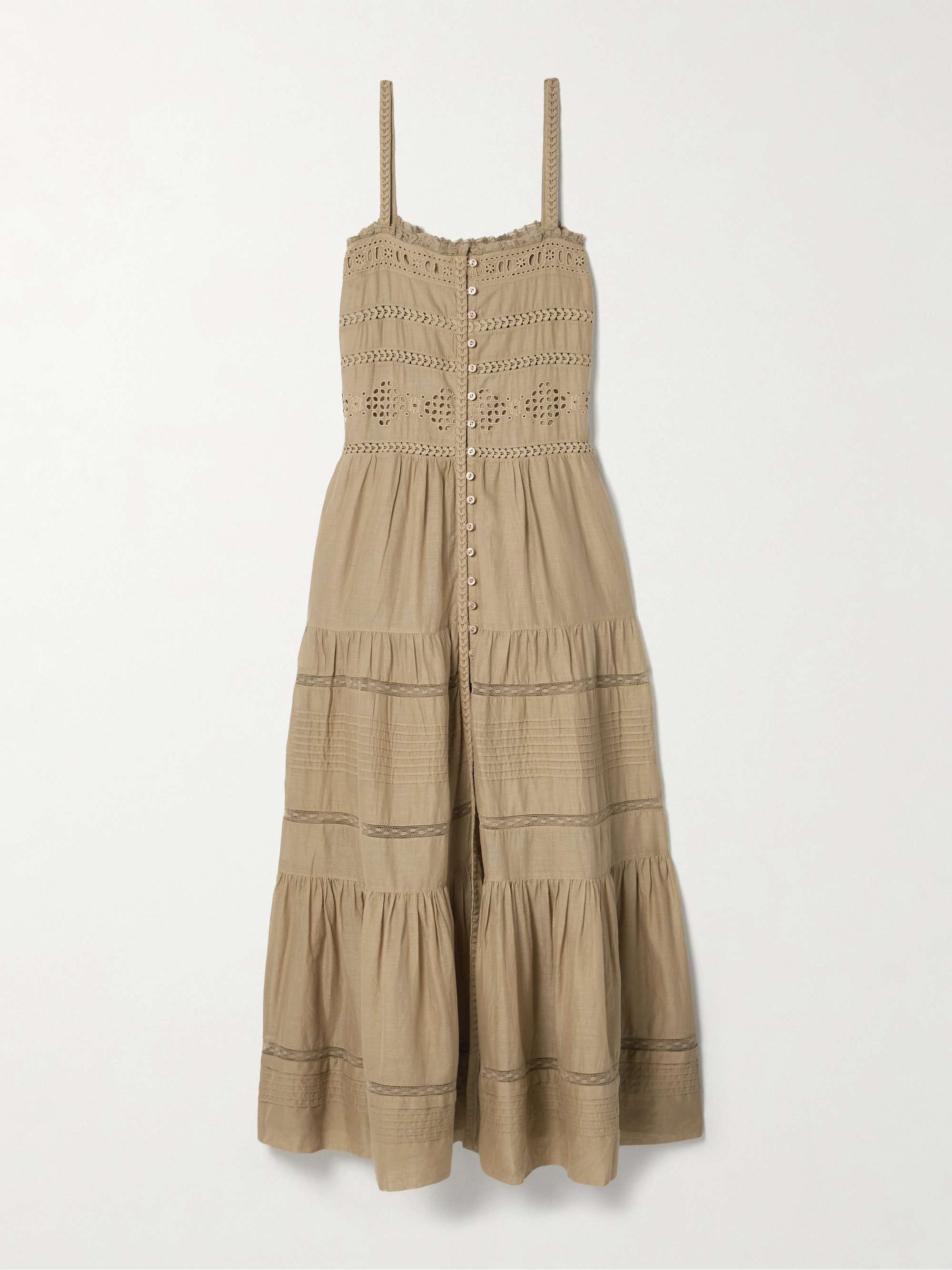 Divine lace-trimmed broderie anglaise cotton-voile midi dress view