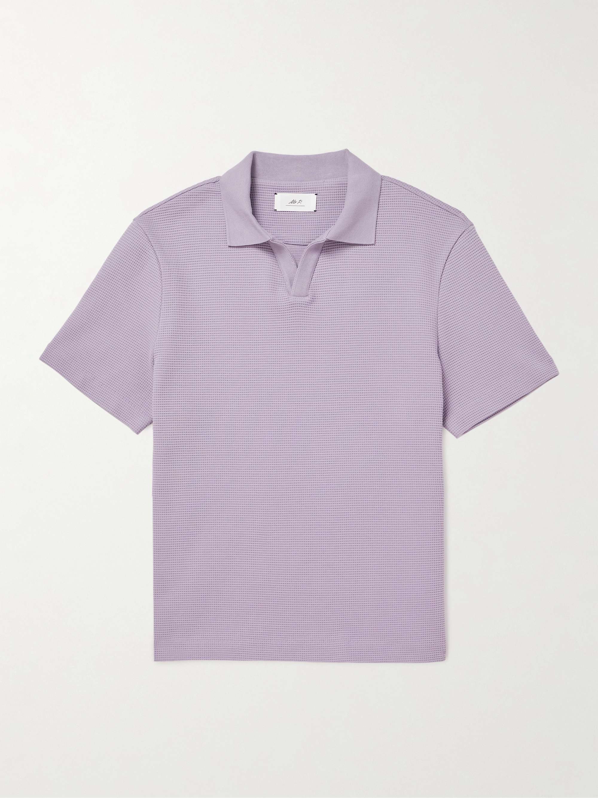 Jonny Waffle-Knit Organic Cotton Polo Shirt view