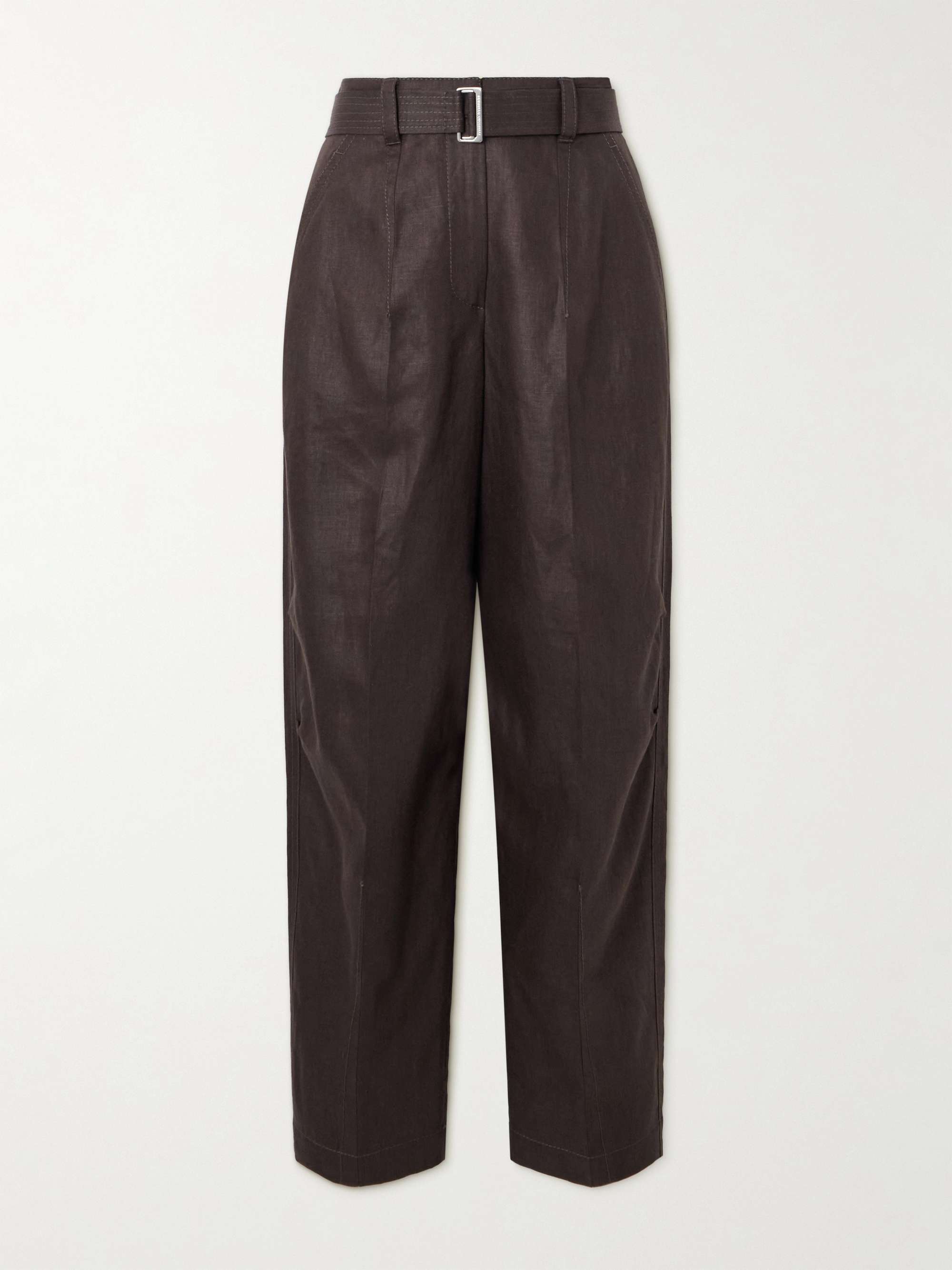Belted linen tapered pants view