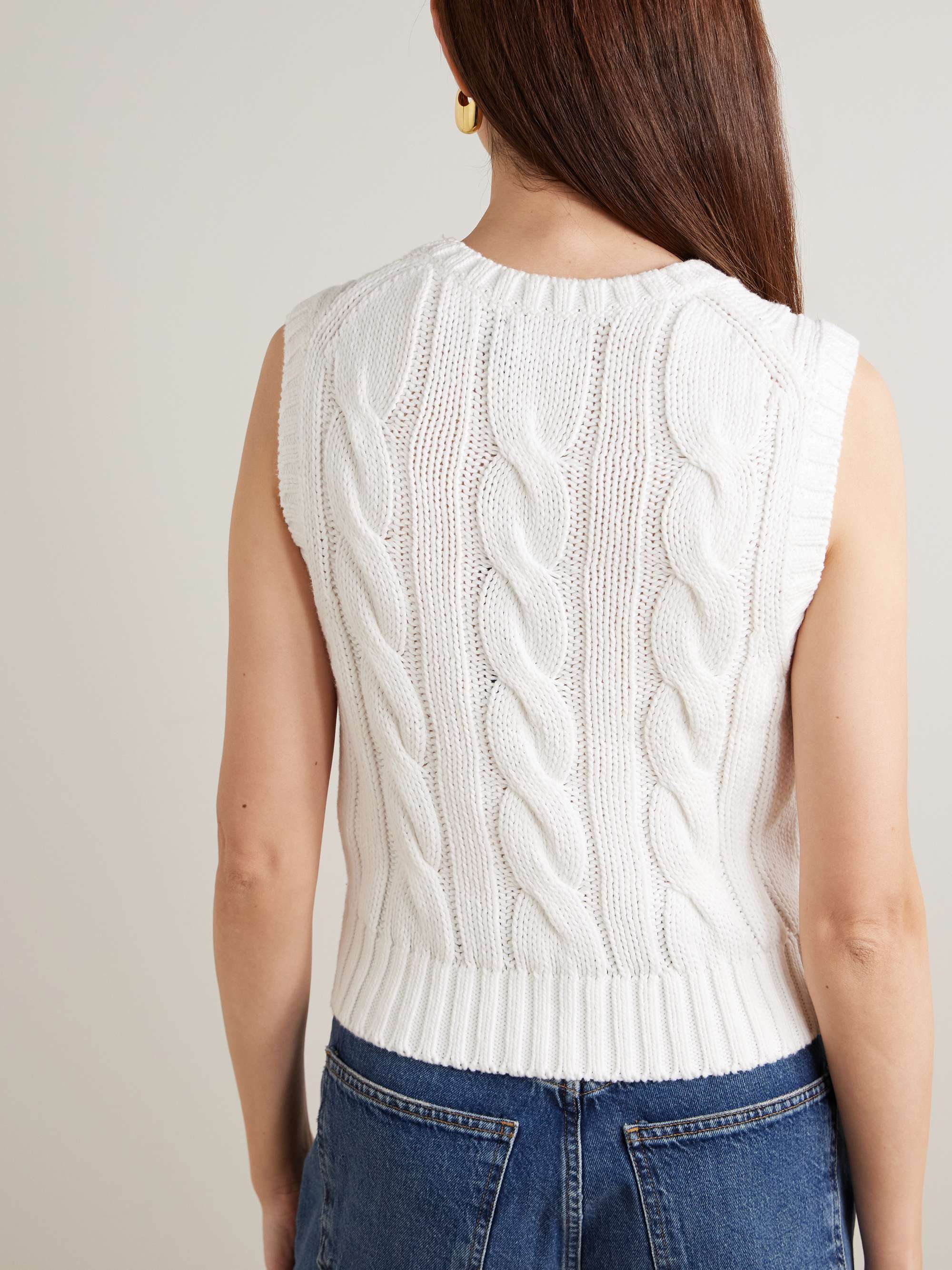 Embroidered cable-knit cotton vest view