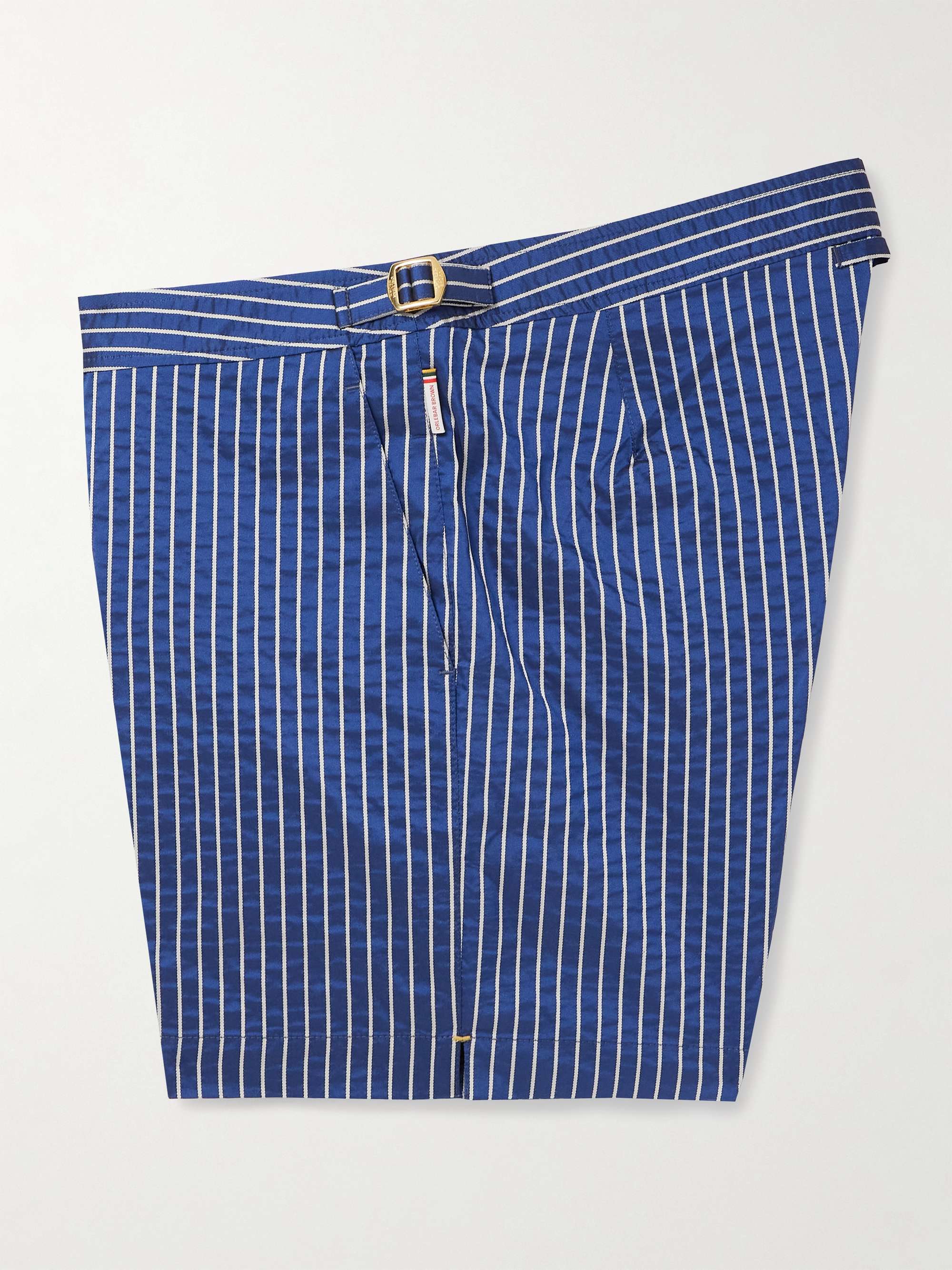 Bulldog Slim-Fit Mid-Length Striped Seersucker Swim Shorts view