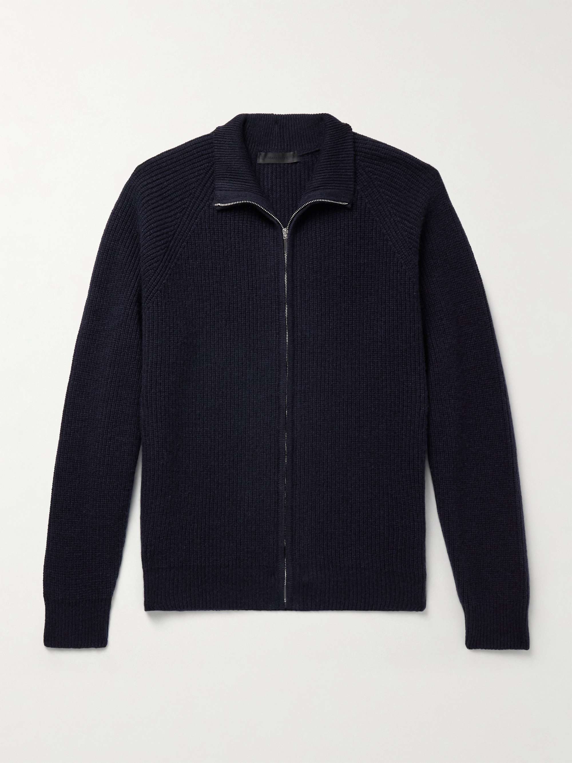 Halle Ribbed Cashmere Zip-Up Cardigan view