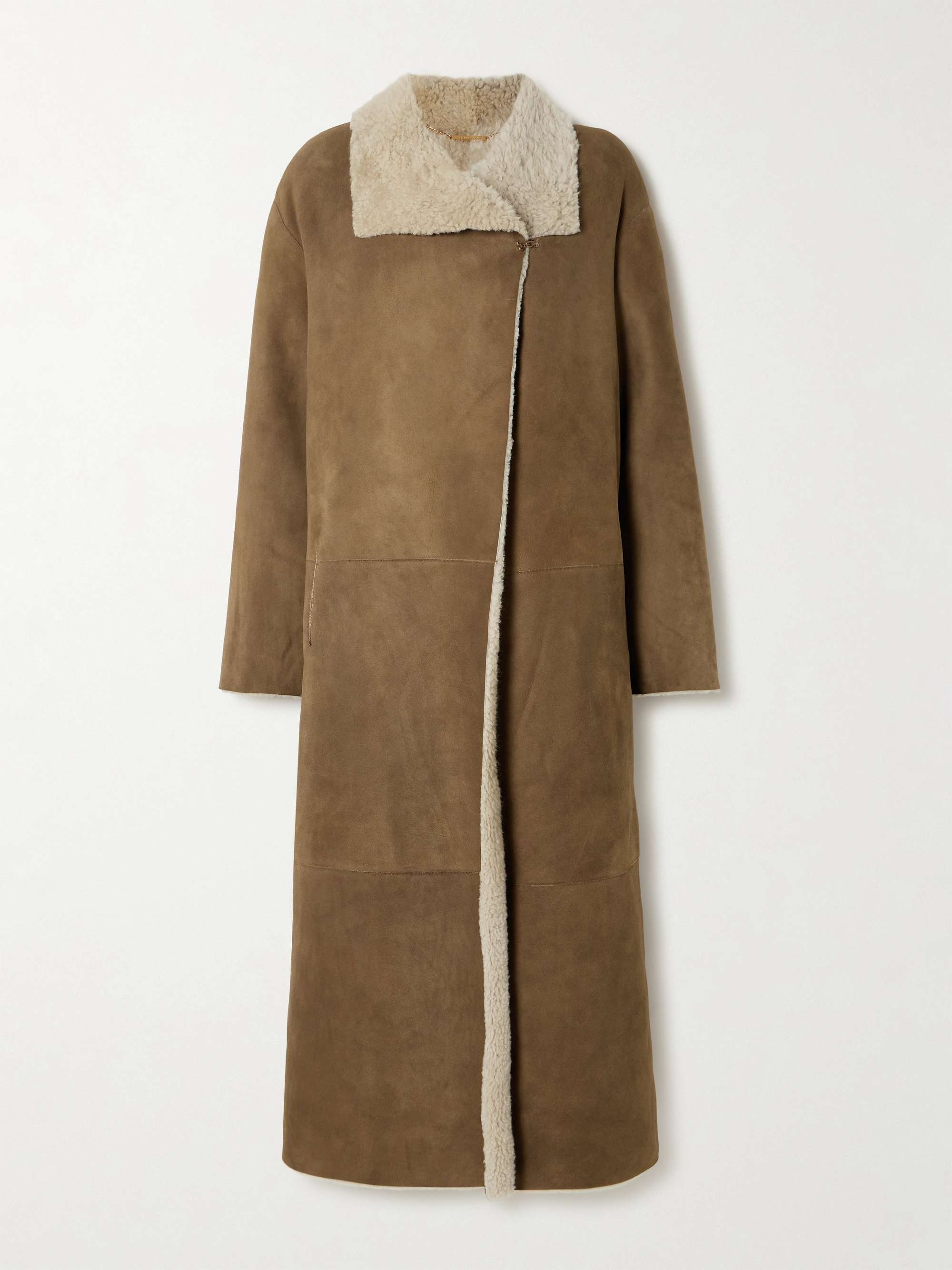Asymmetric shearling coat view