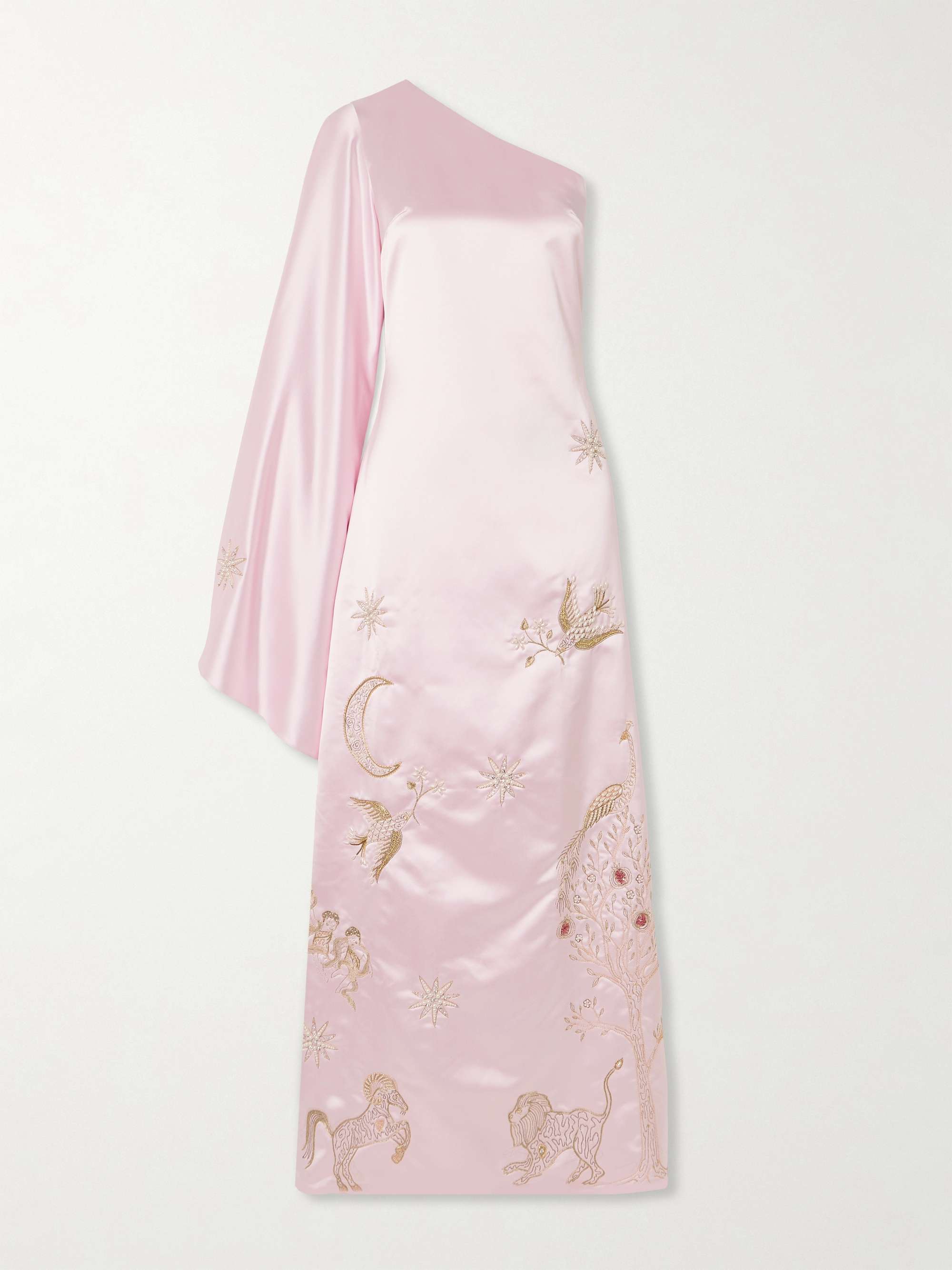 Nova one-sleeve embellished duchesse-satin gown view