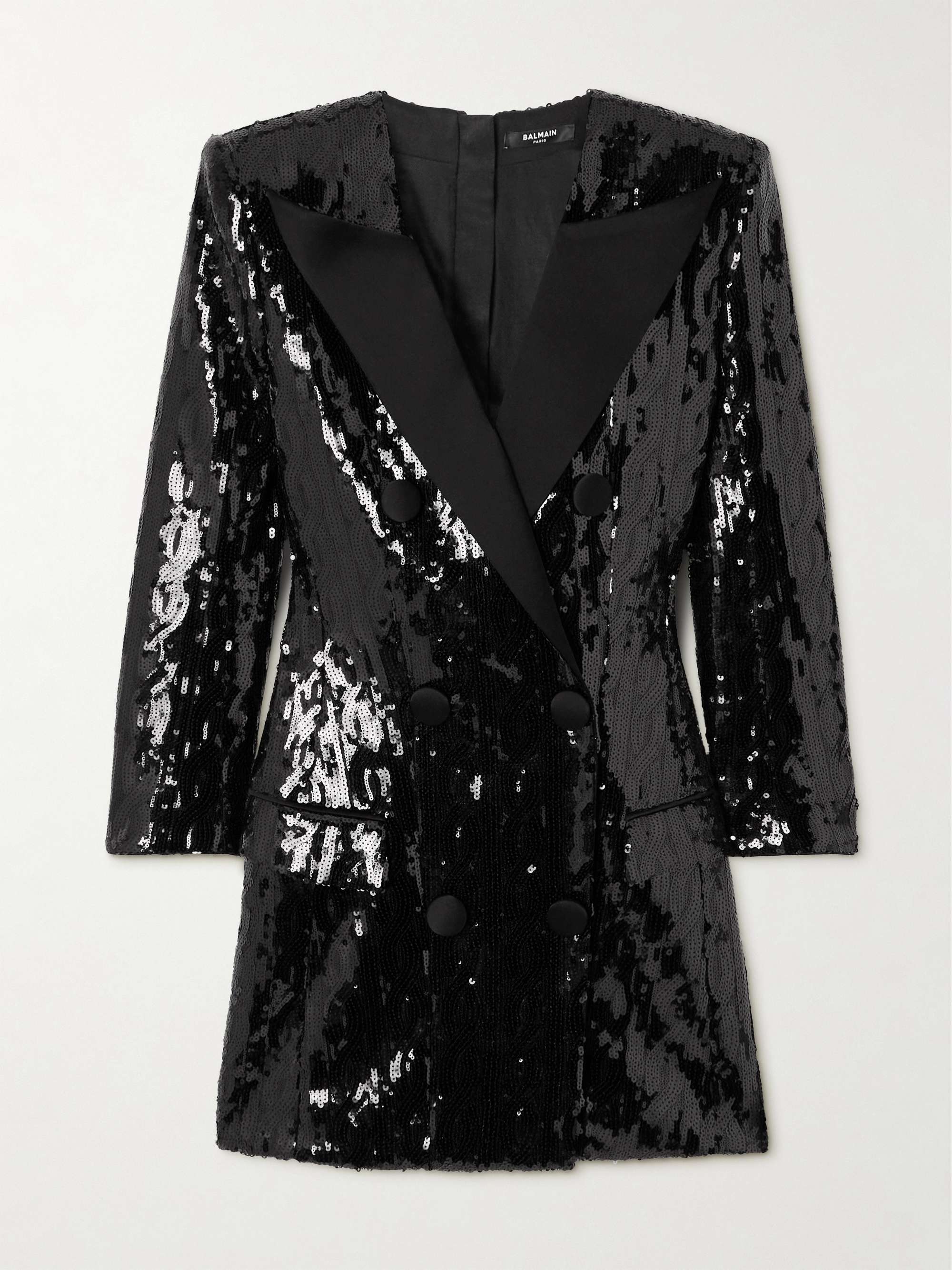 Double-breasted sequined crepe mini dress view
