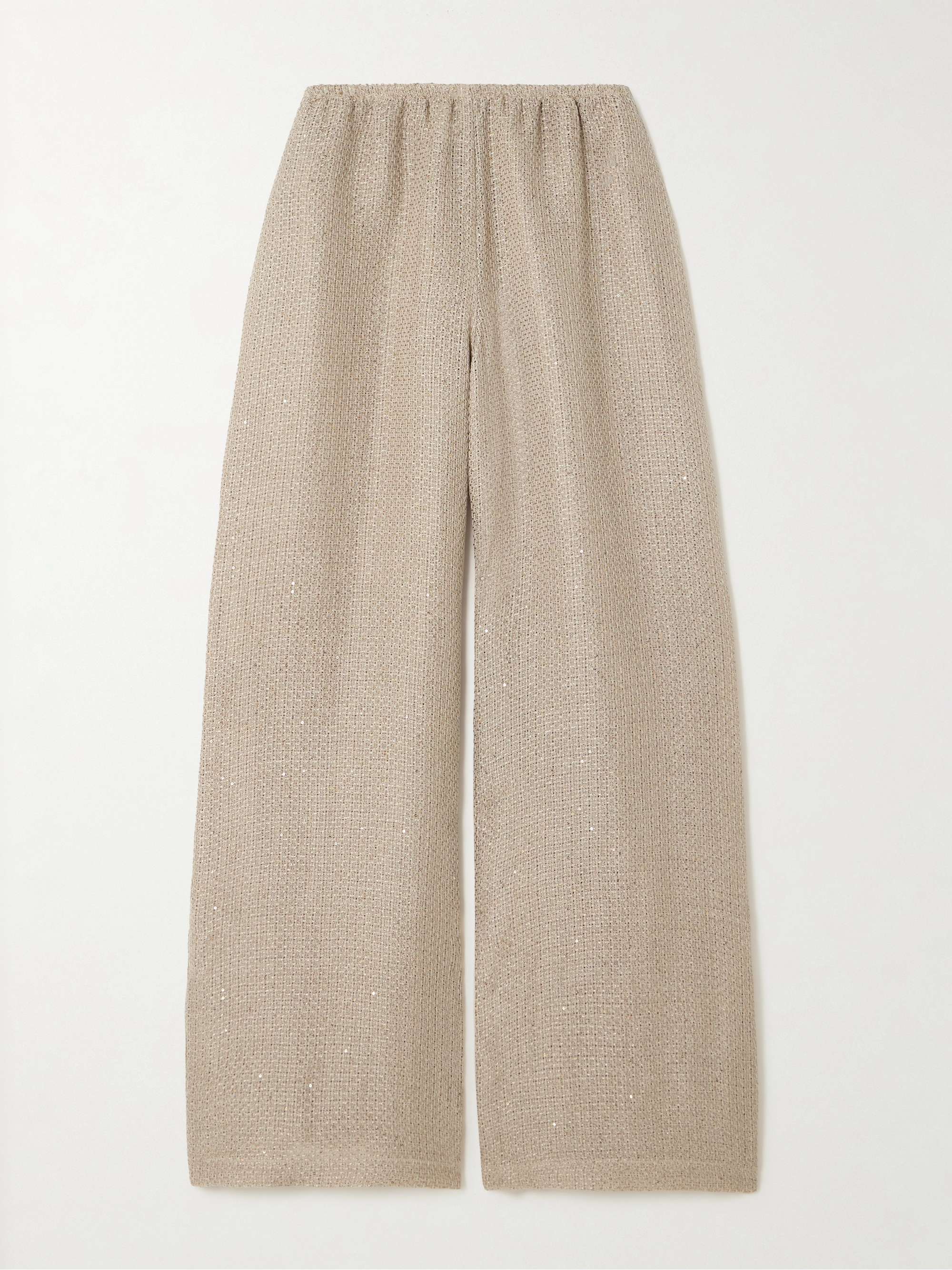 Stella sequin-embellished linen-blend gauze wide-leg pants view