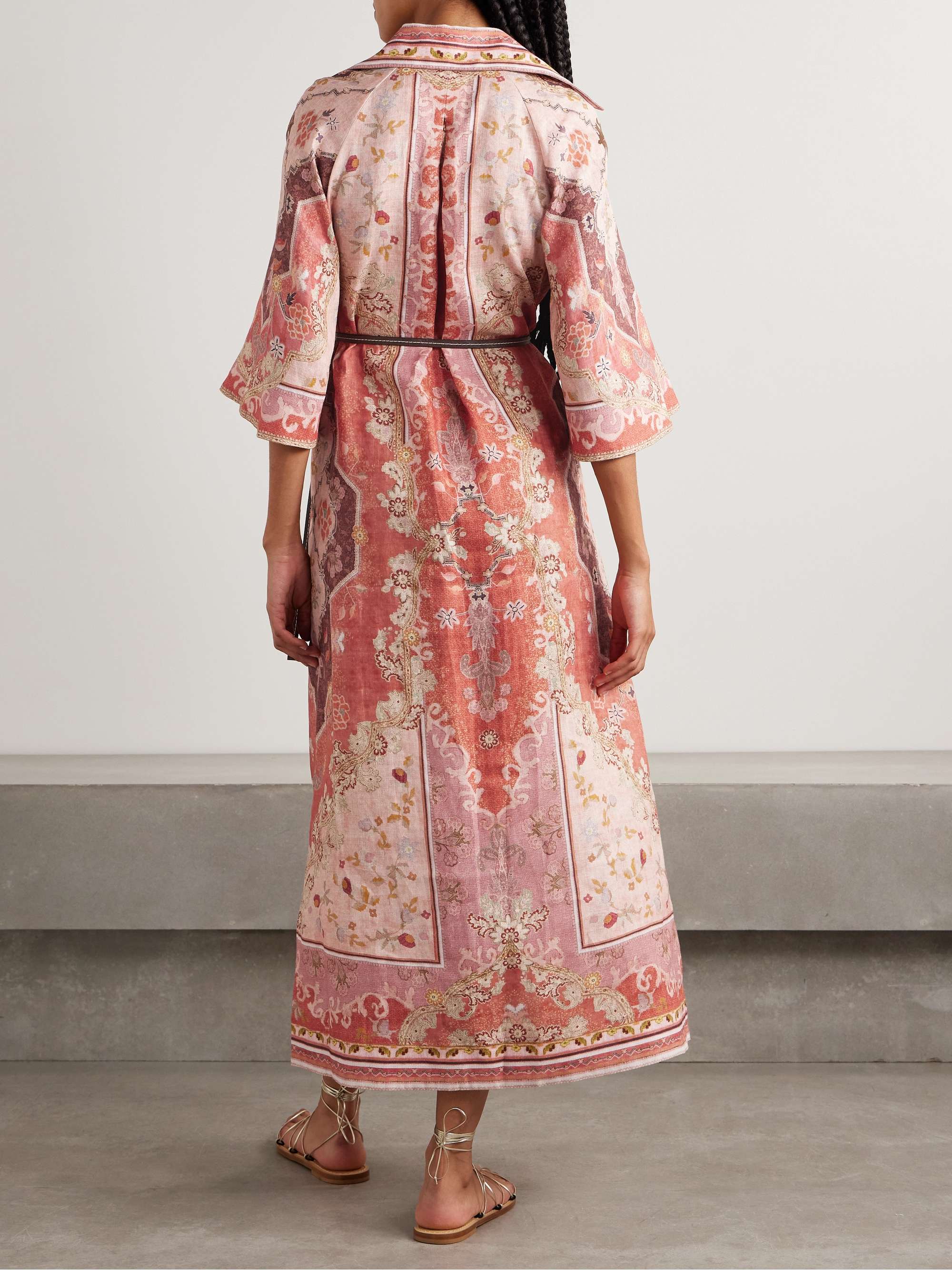 Wylie belted printed linen midi dress view