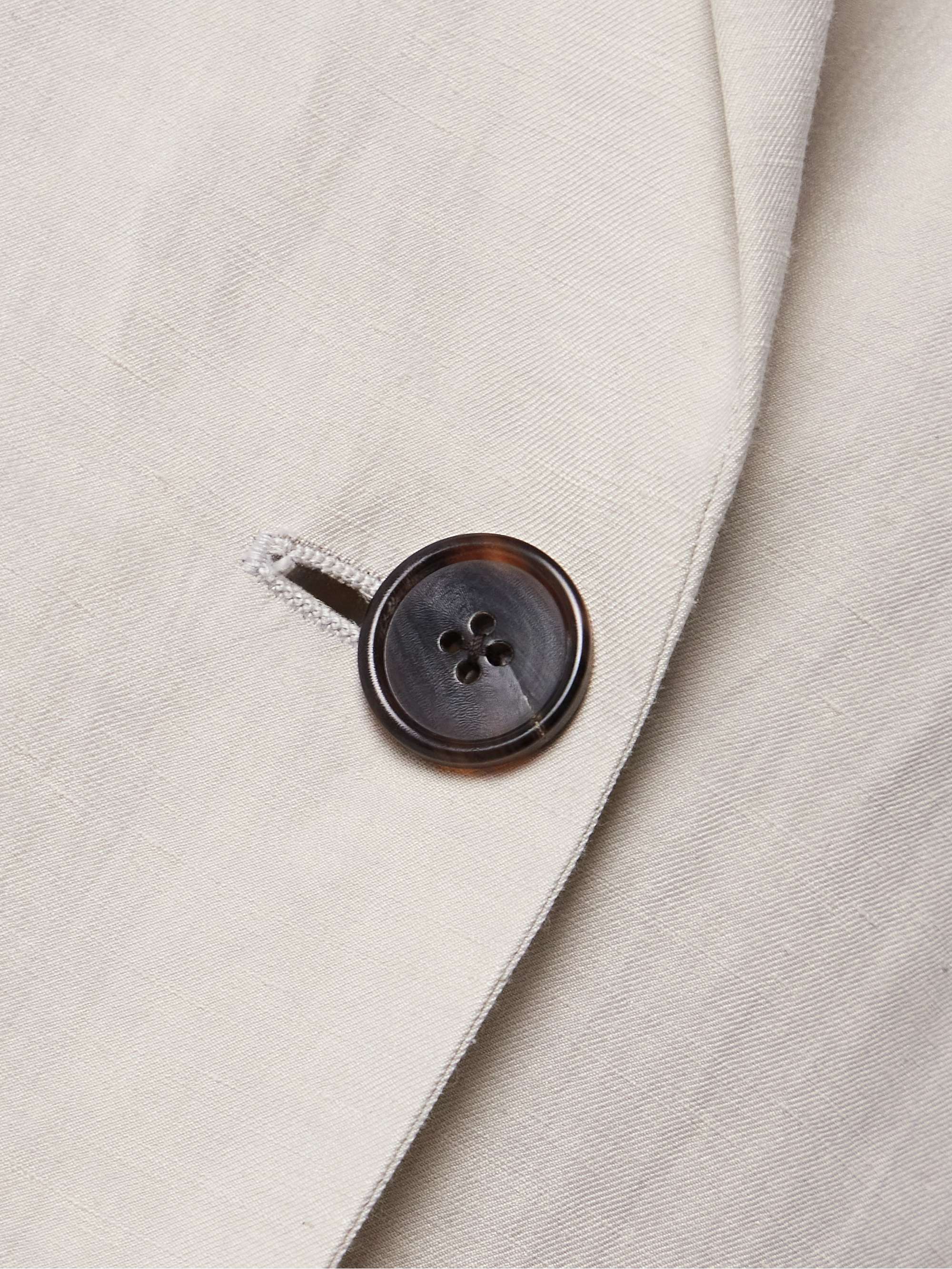 Nat double-breasted silk and linen-blend blazer view