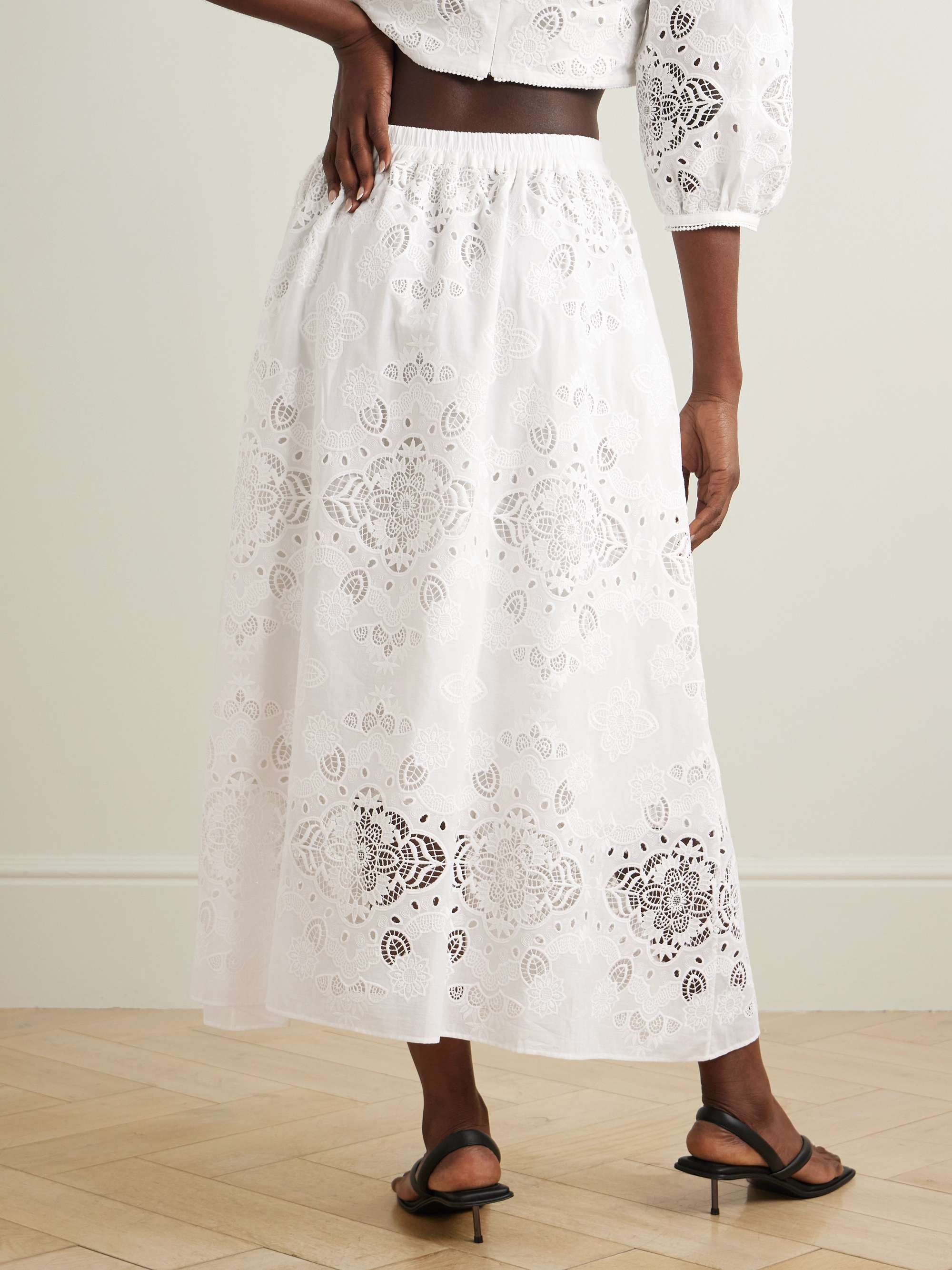 Rhea broderie anglaise poplin midi skirt view
