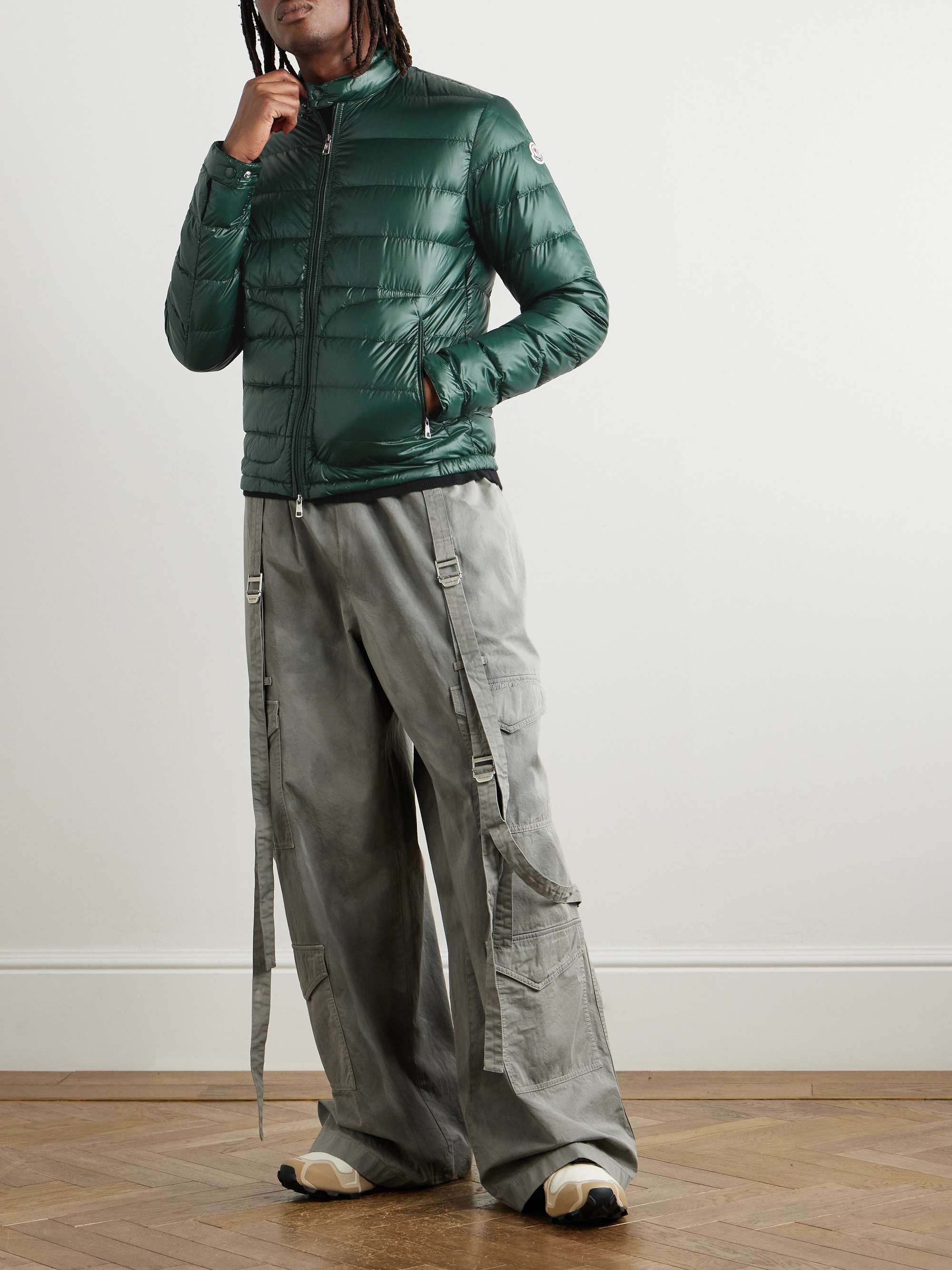 Acorus Logo-Appliquéd Quilted Glossed-Nylon Down Jacket view