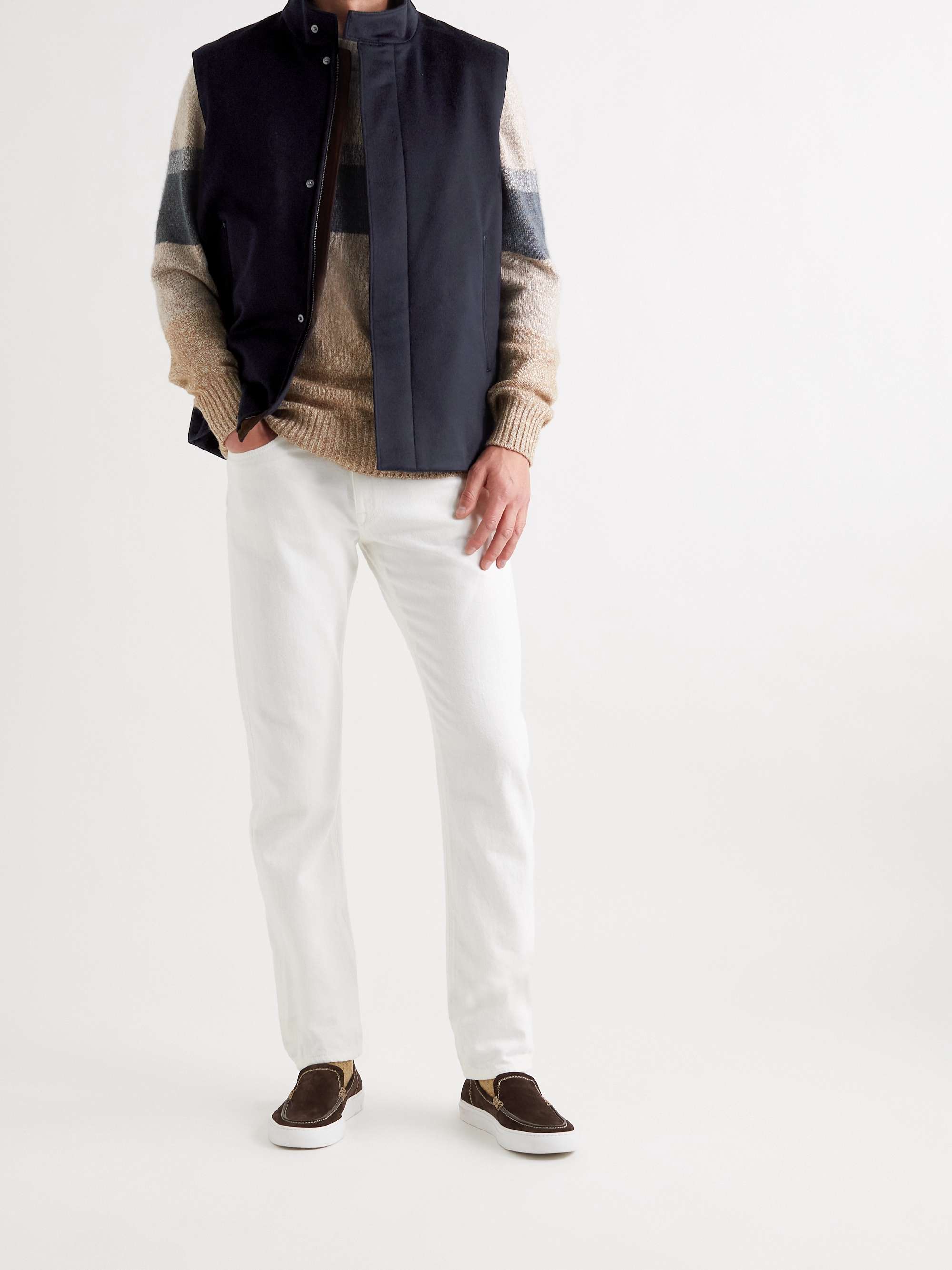 Suede-Trimmed Brushed-Cashmere Gilet view