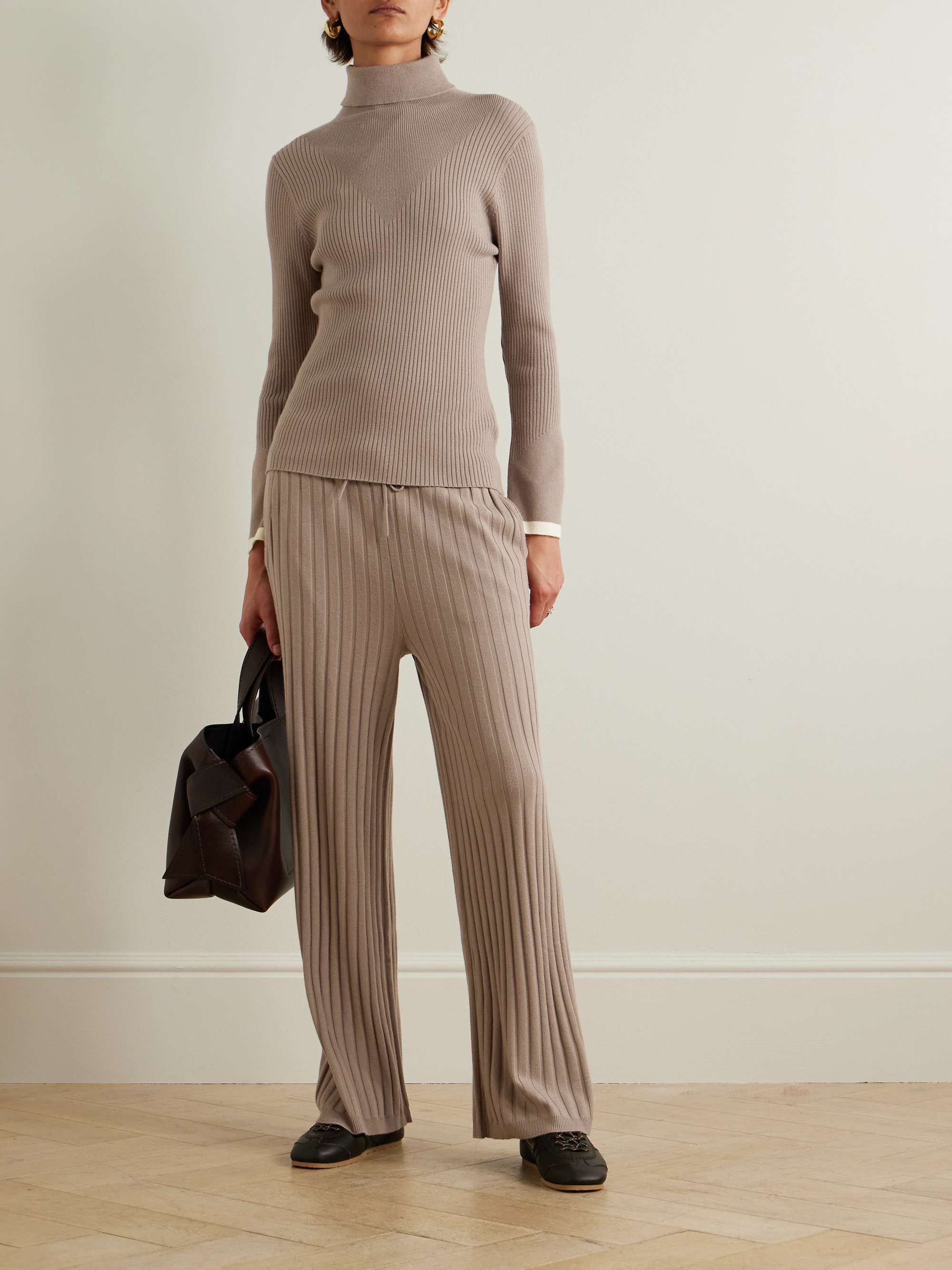 Simeon ribbed-knit wide-leg pants view