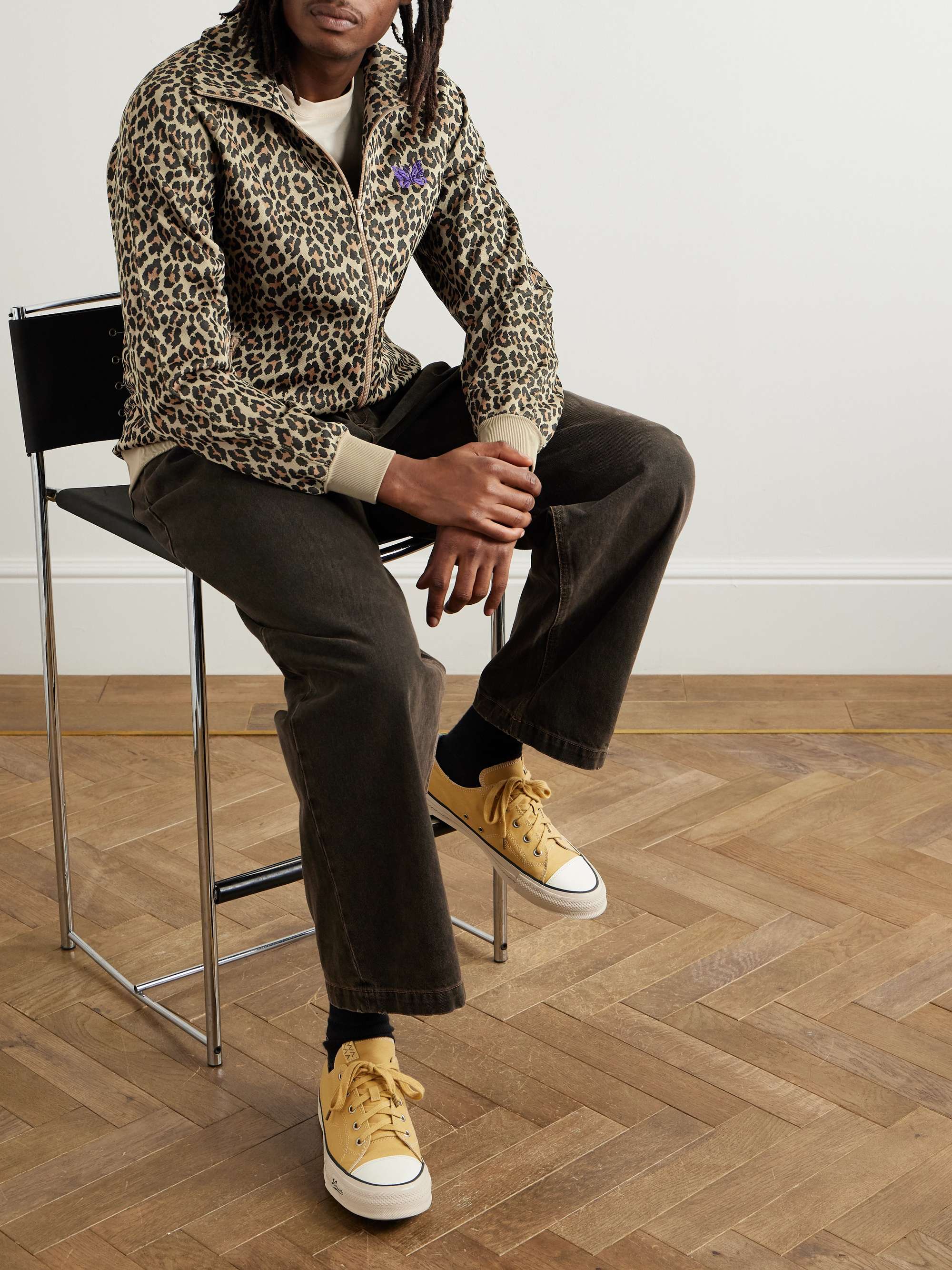Logo-Embroidered Leopard-Print Jersey Track Jacket view