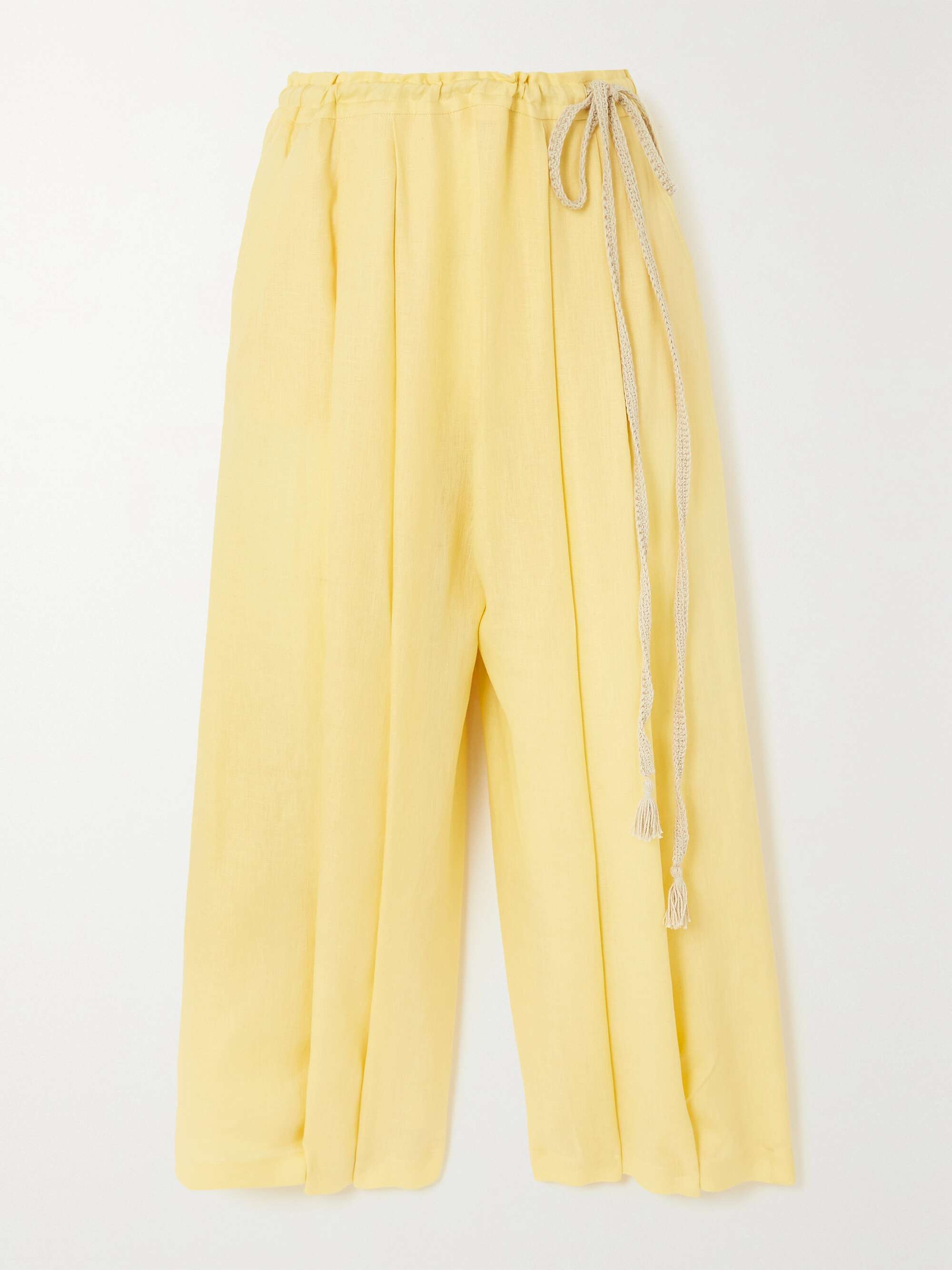 Belted linen wide-leg pants view