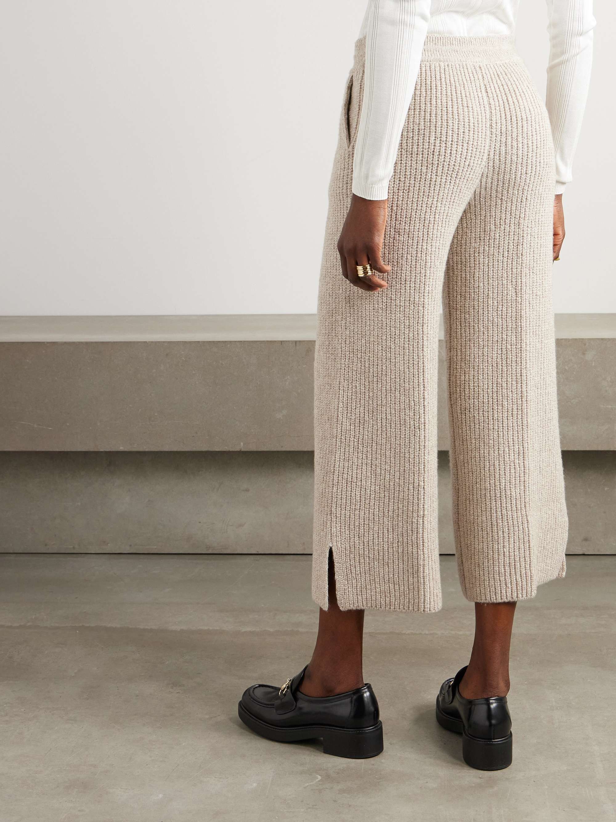 Valduggia cropped ribbed cashmere wide-leg pants view