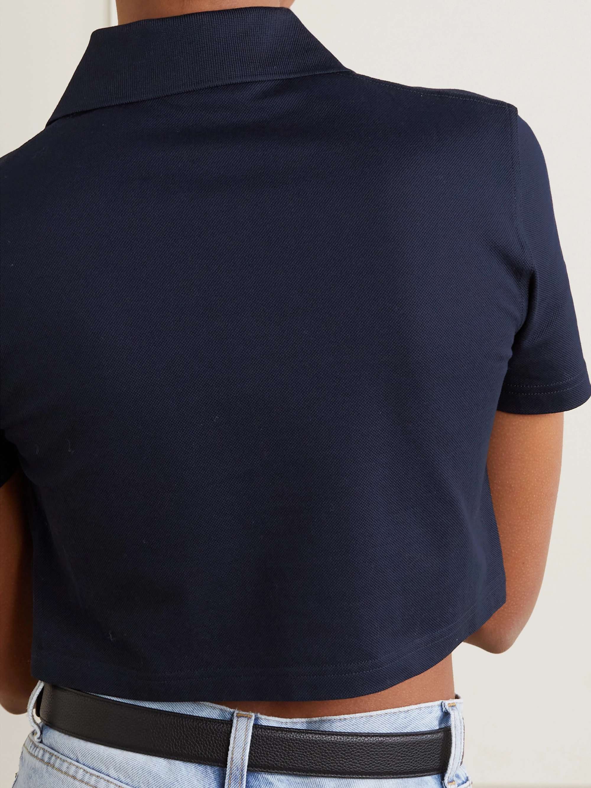 Cropped cotton-piqué polo shirt view