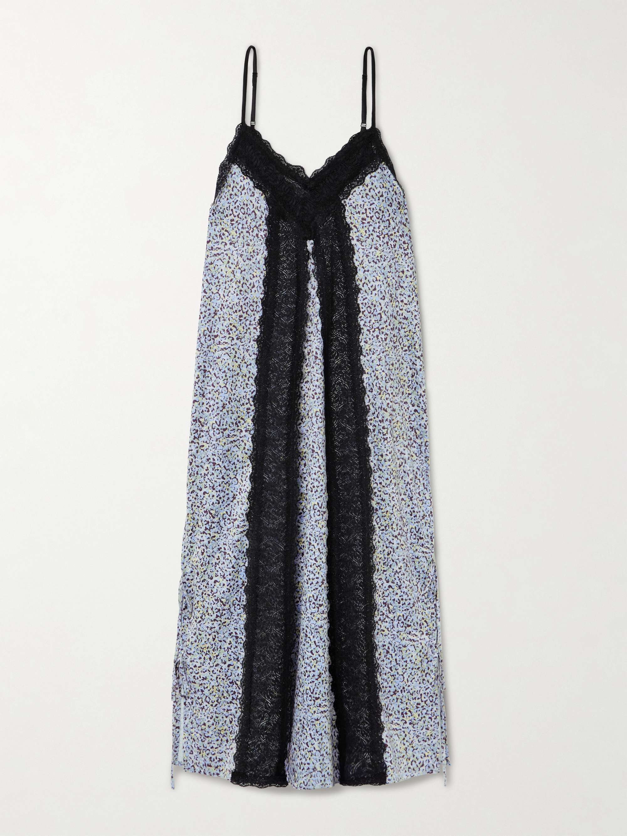 Sunita tie-detailed lace-trimmed leopard-print stretch-satin maxi dress view