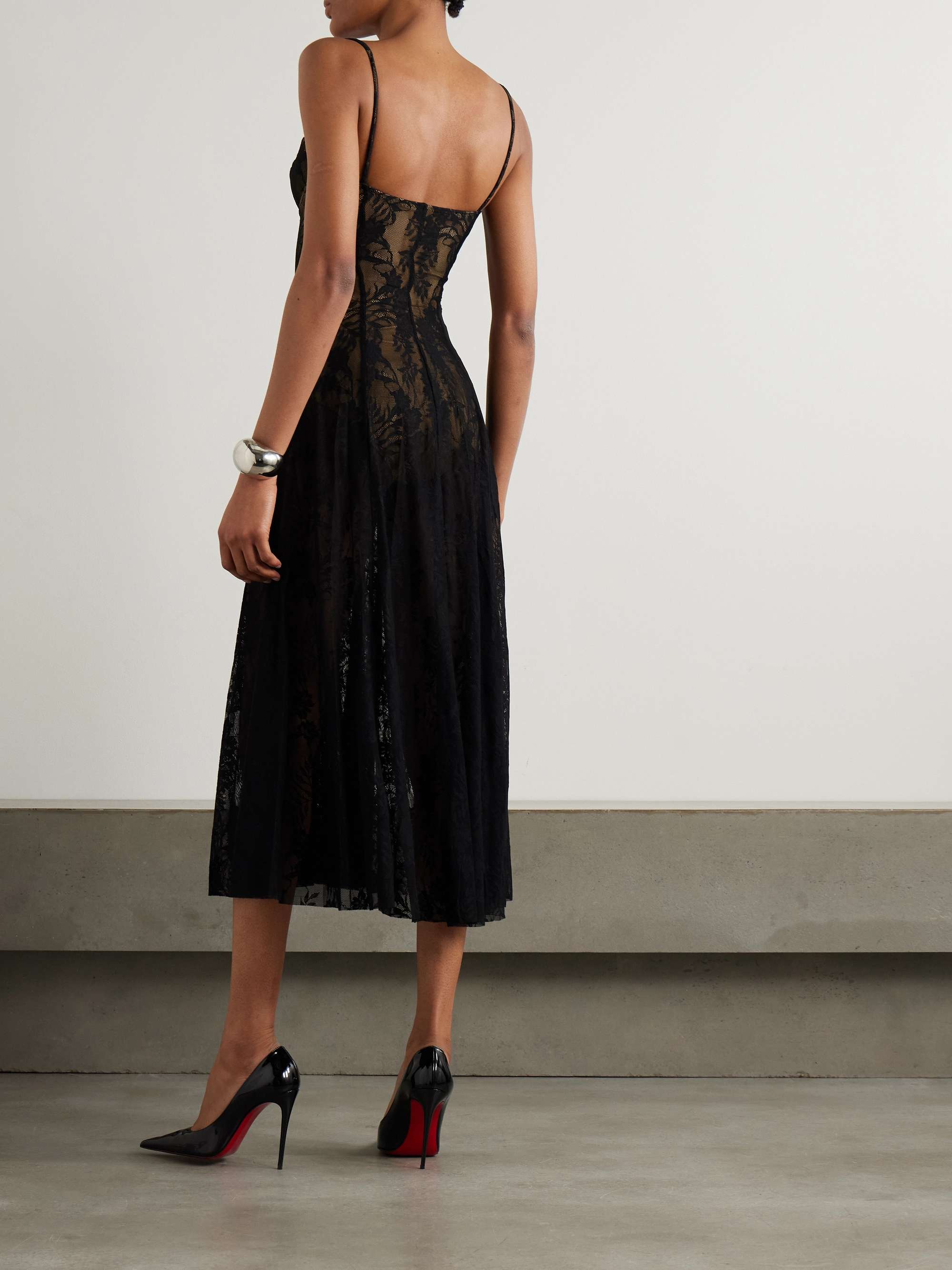 Stretch-lace midi dress view