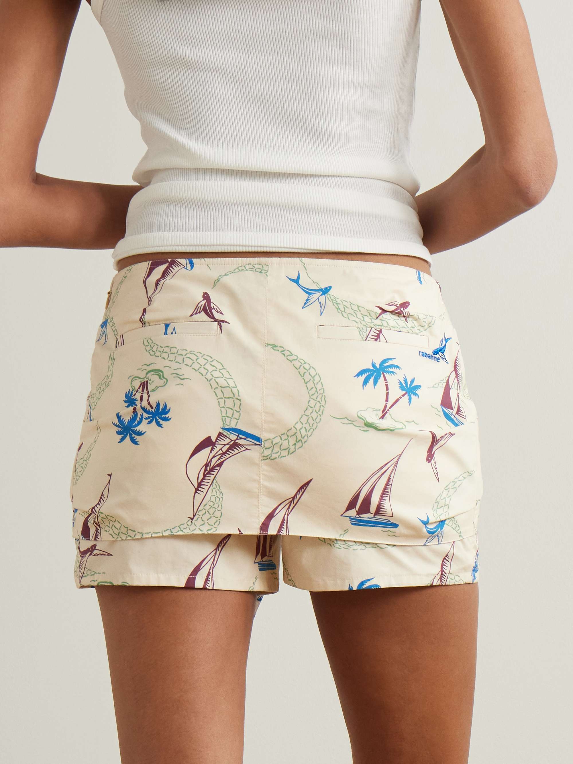 Bow-detailed printed cotton shorts view