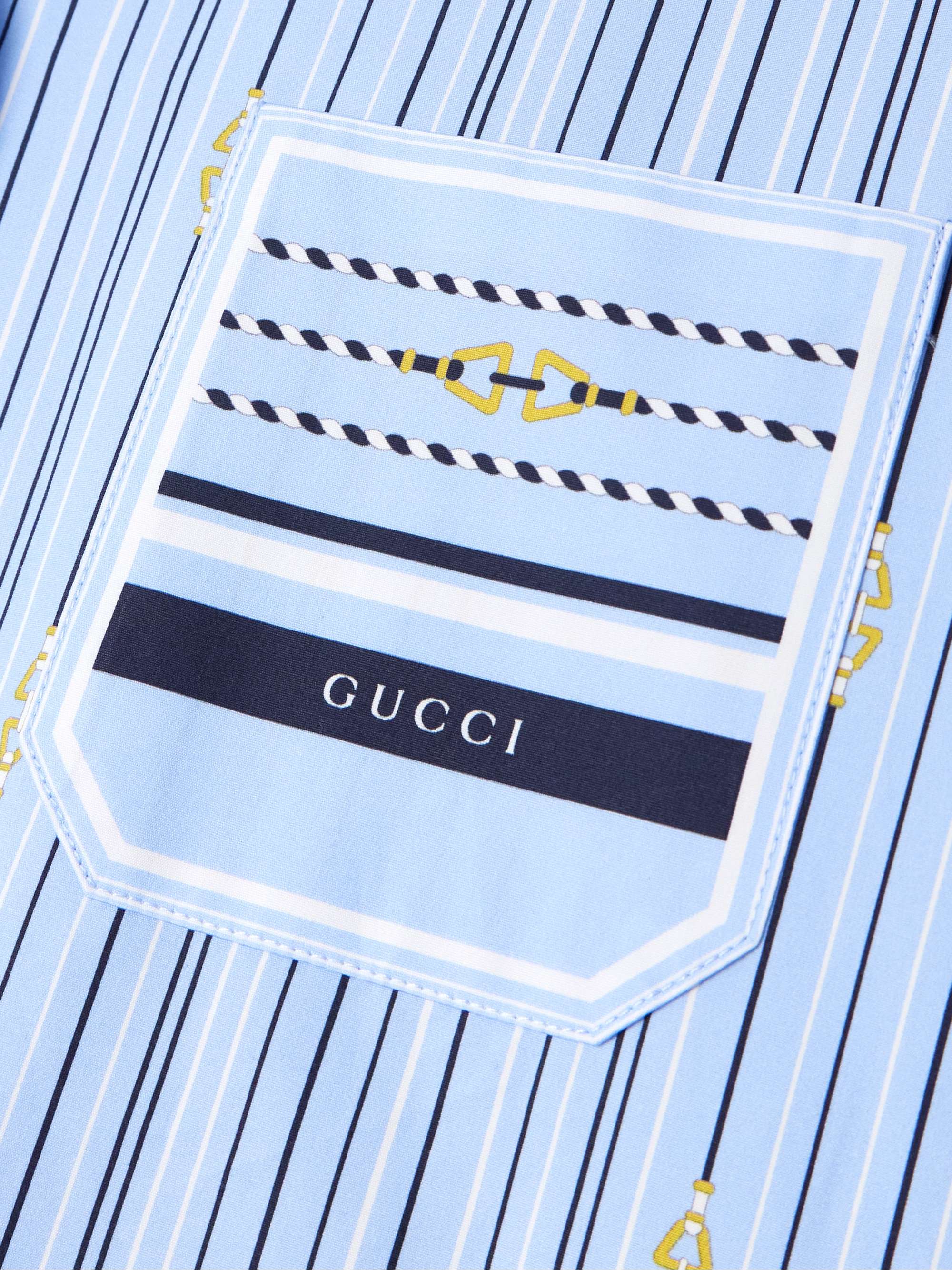 Tie-neck printed cotton-poplin shirt view