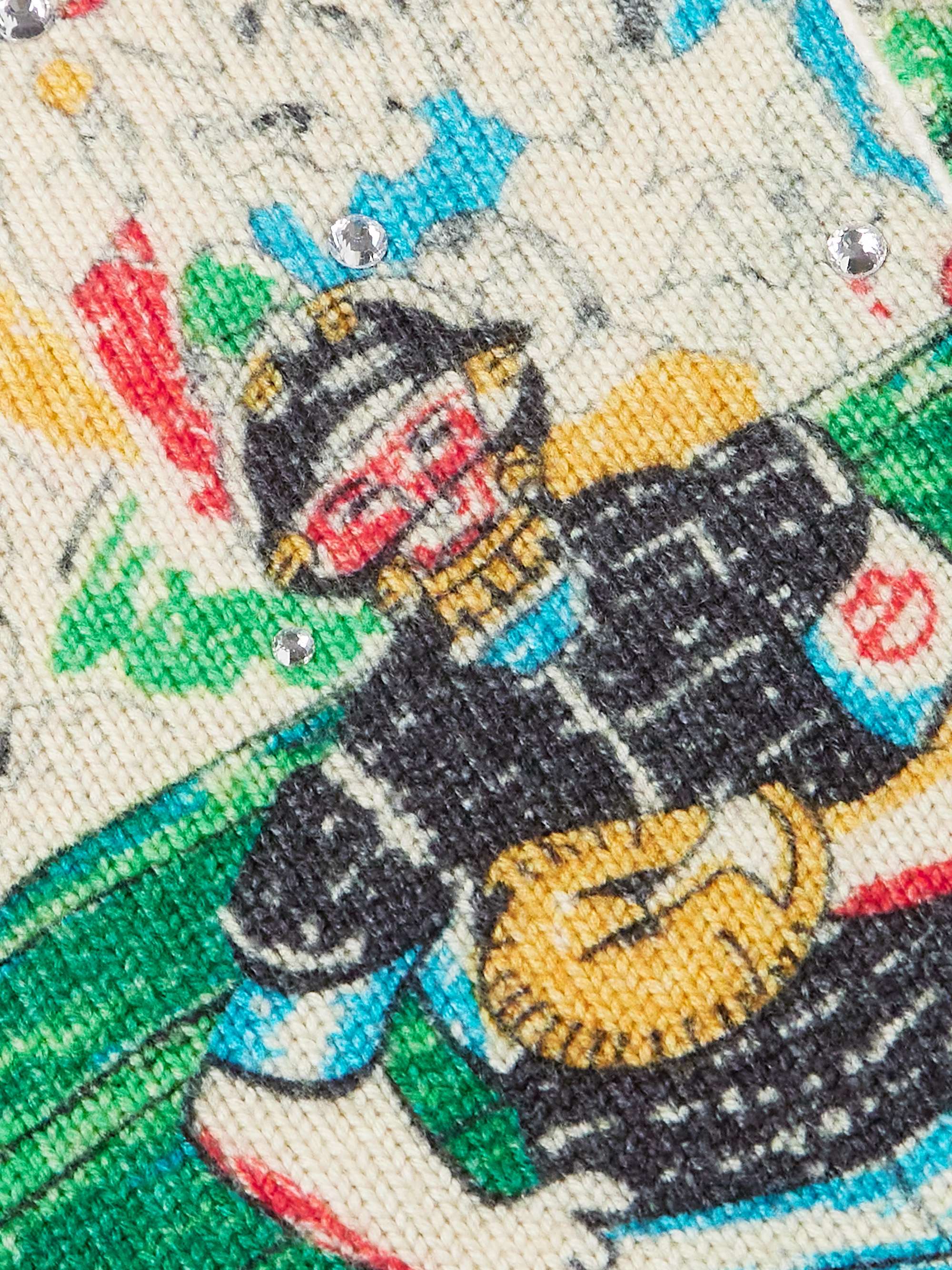 Slugger Crystal-Embellished Printed Merino Wool Cardigan view