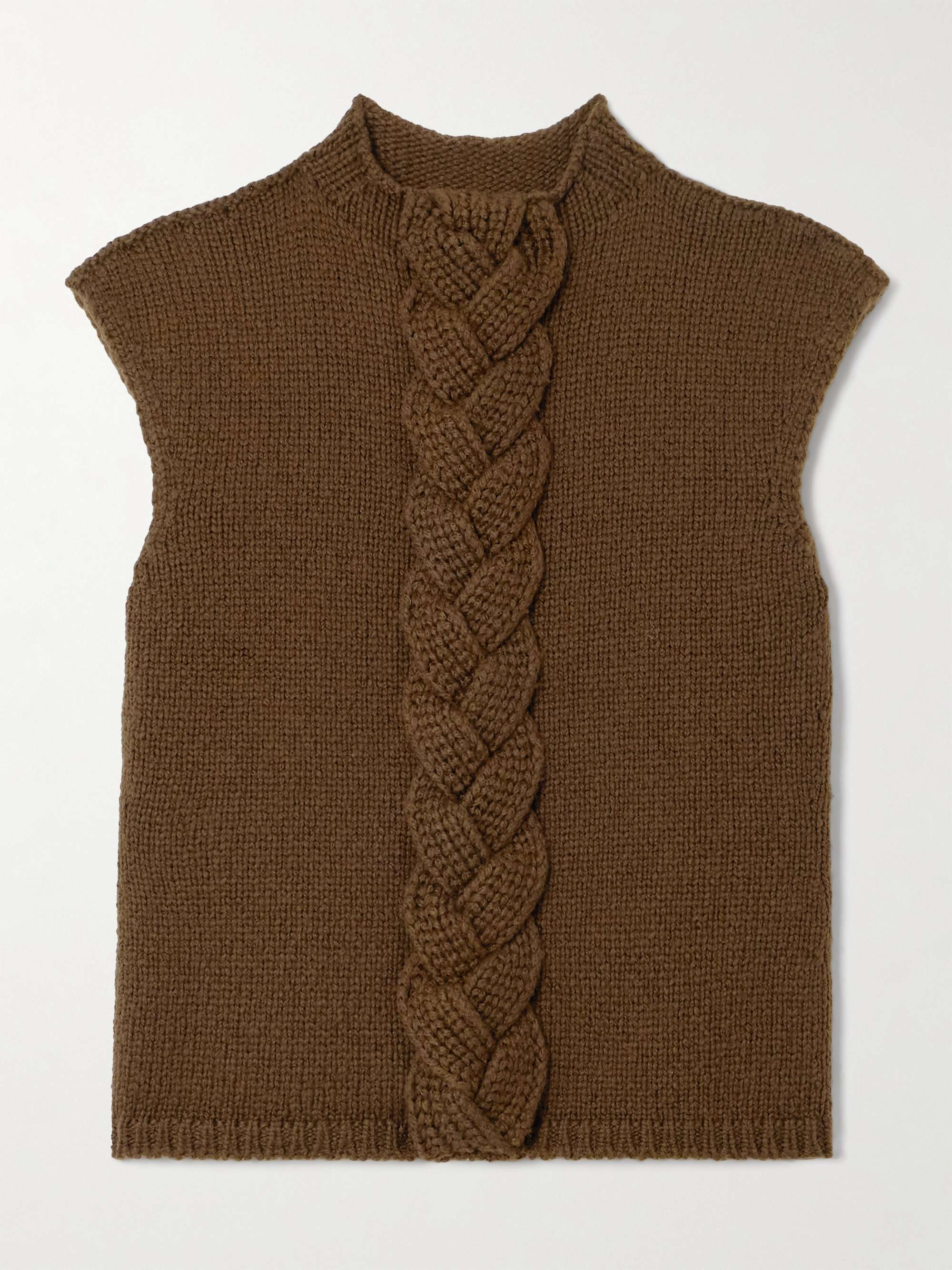Cable-knit wool-blend vest view