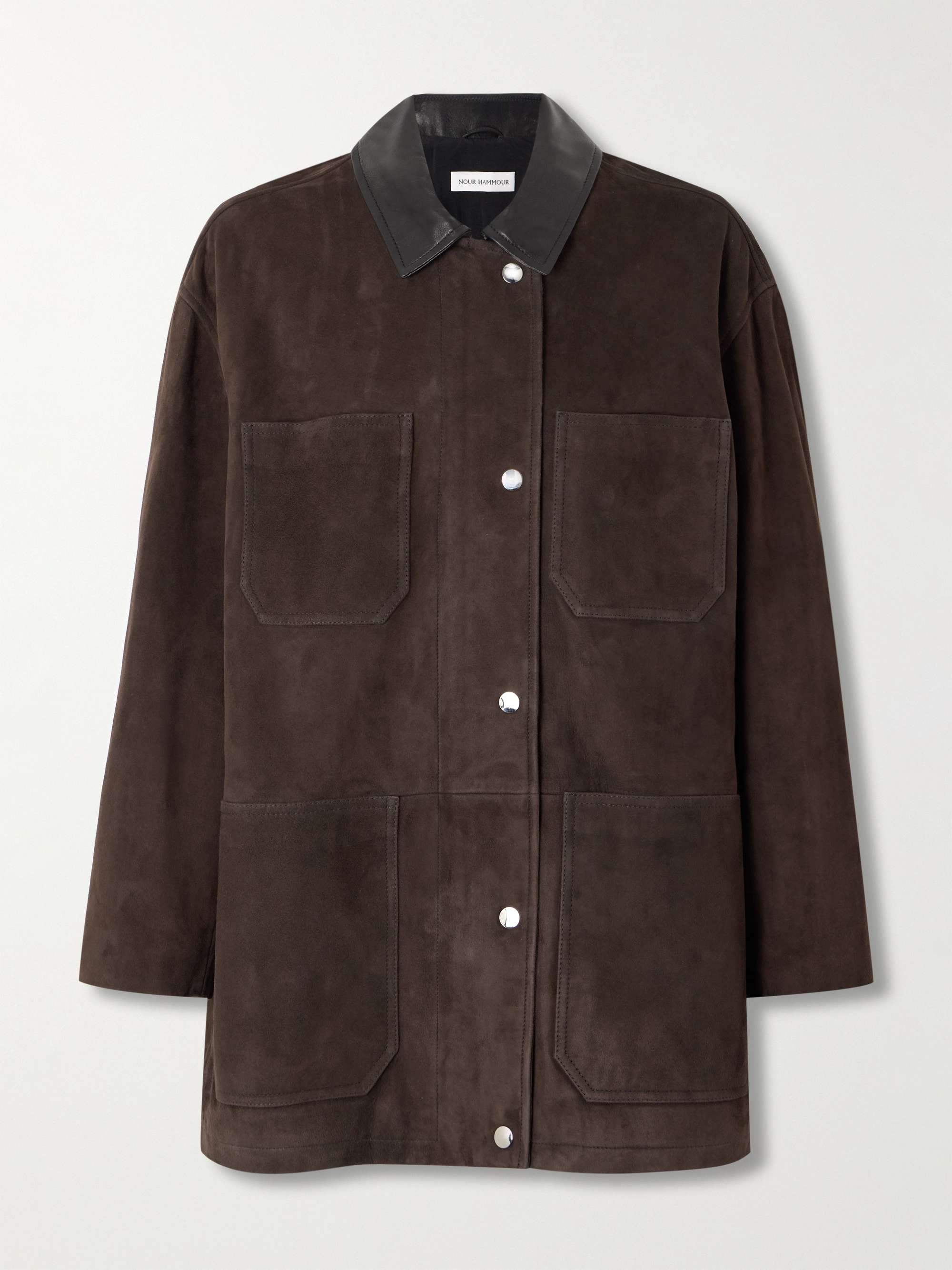 Barn leather-trimmed suede jacket view