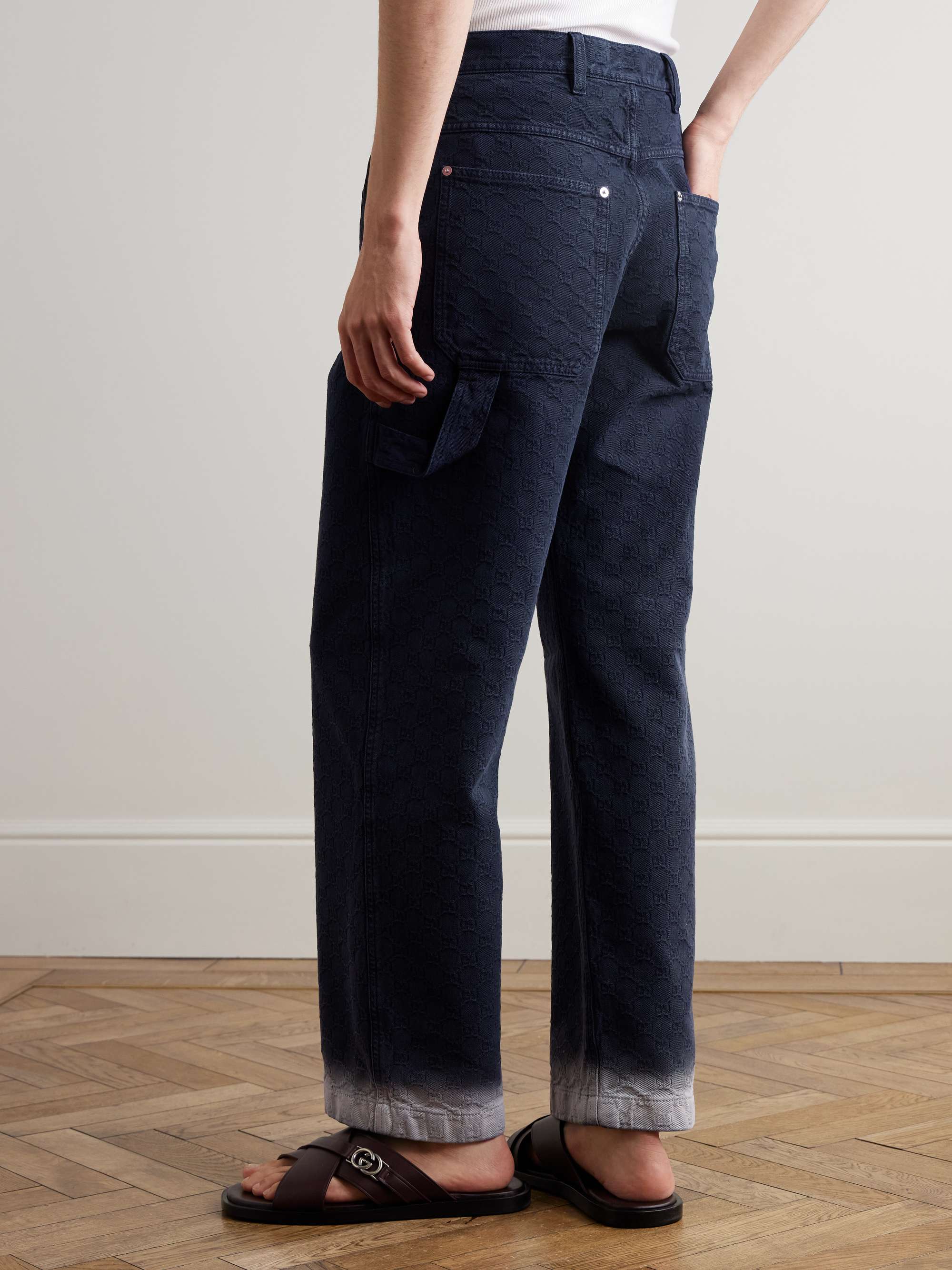 Straight-Leg Dégradé Logo-Jacquard Jeans view
