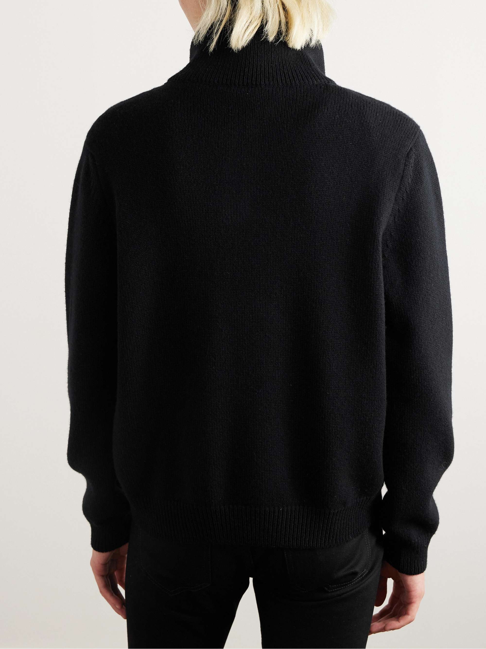 Logo-Embroidered Wool and Cashmere-Blend Half-Zip Sweater view