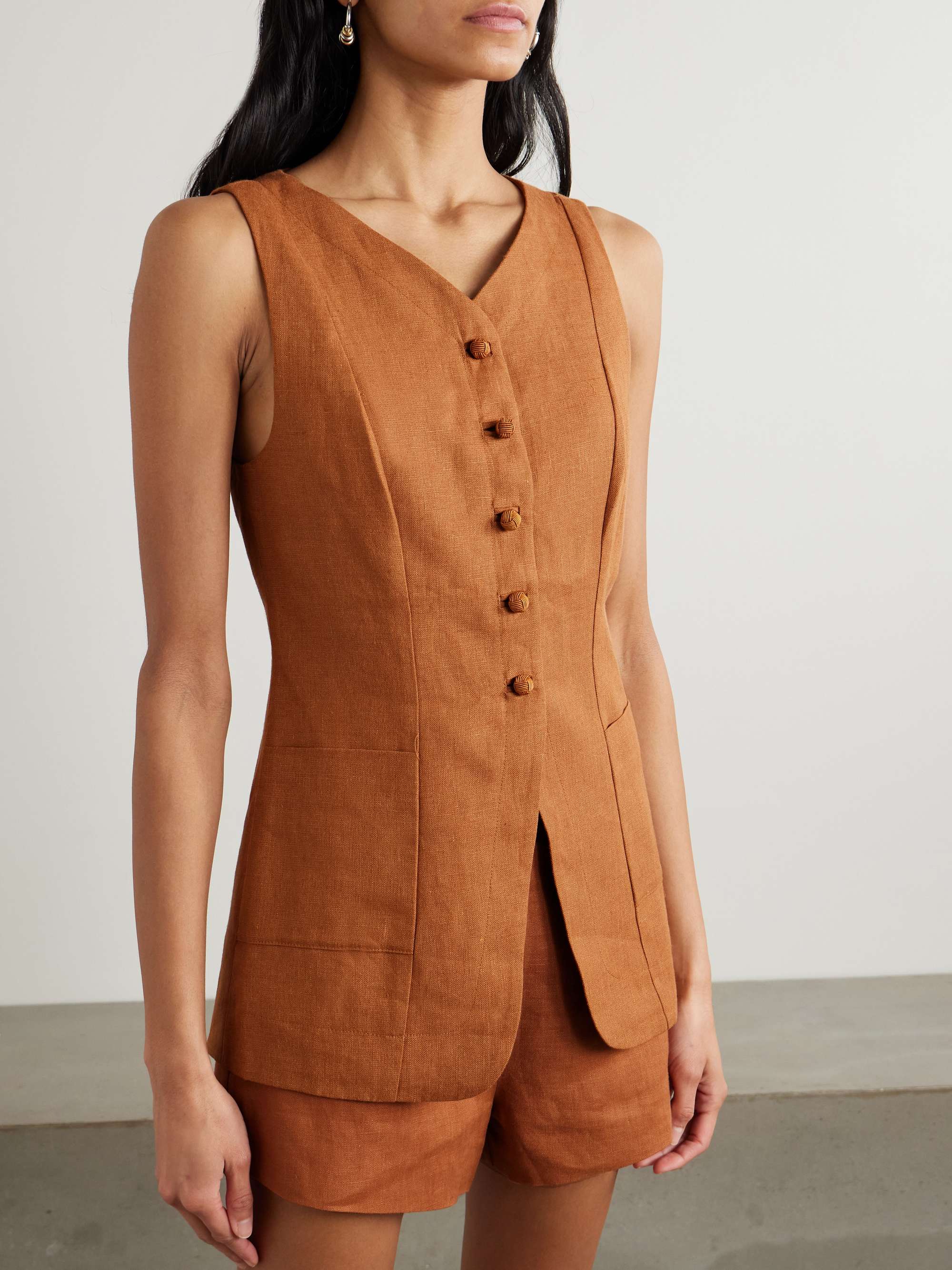 Lorenzo grosgrain-trimmed linen vest view