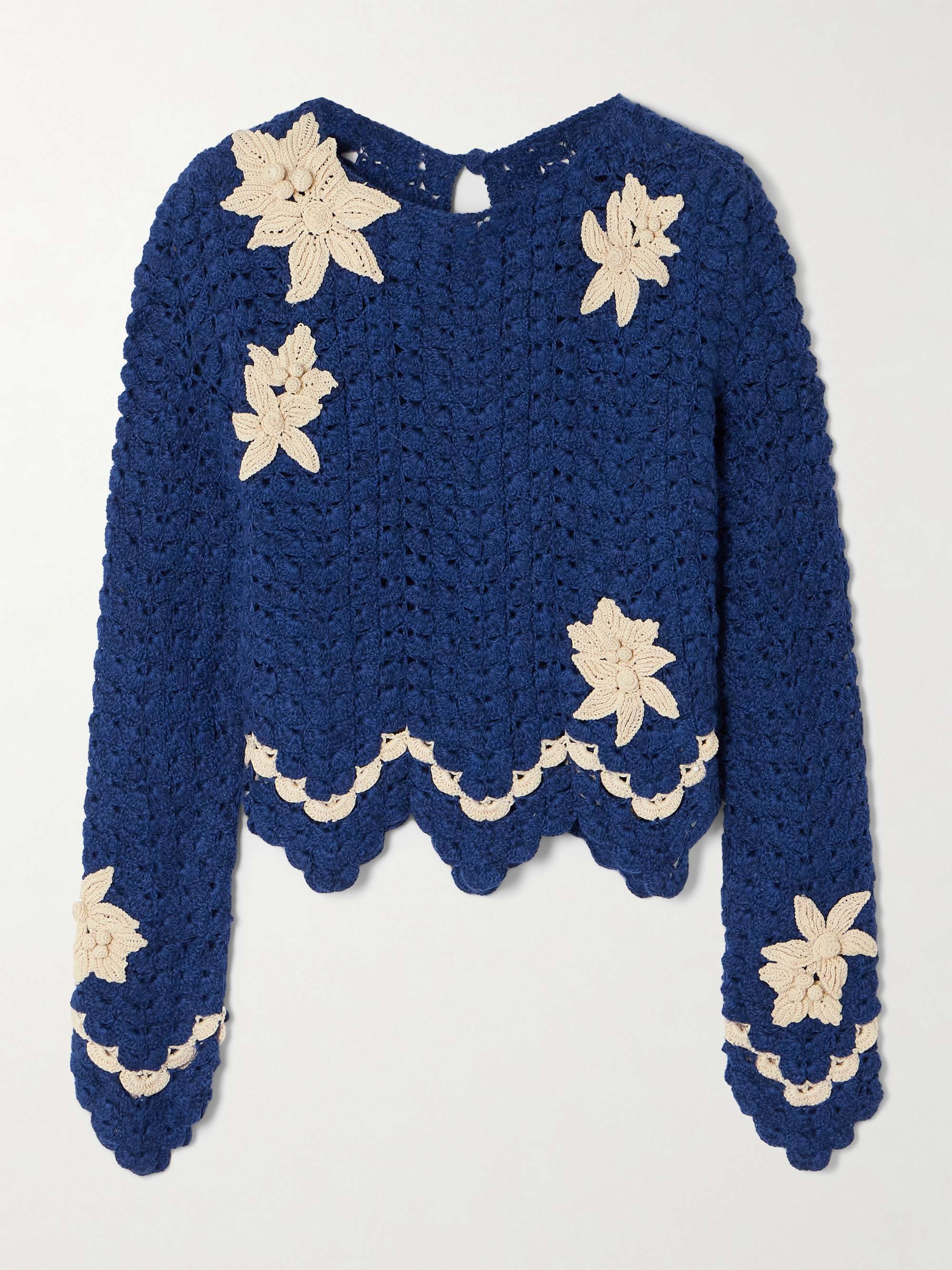 + ESCVDO Muhu cropped crocheted alpaca top view
