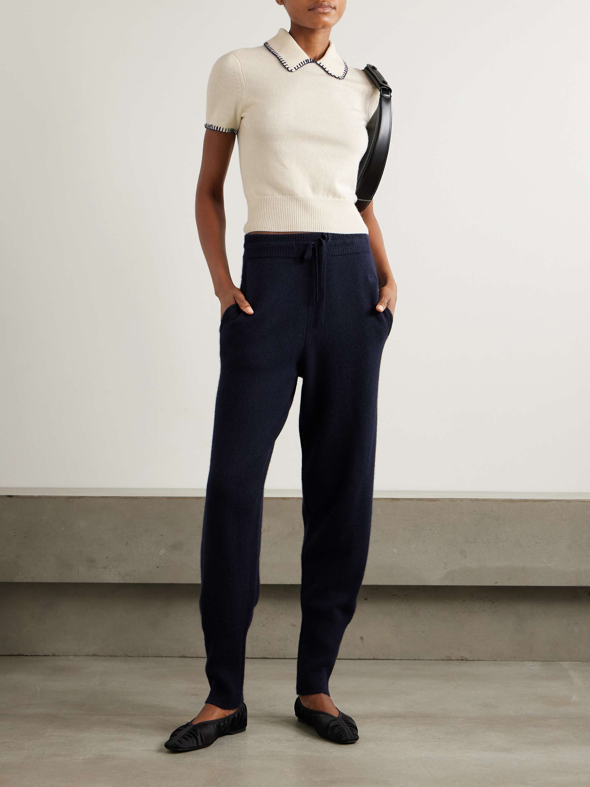Windsor cropped embroidered wool-blend polo shirt view